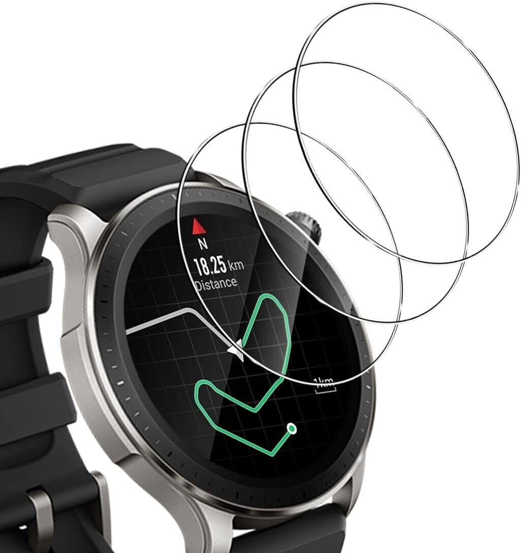 MSM Displayschutzglas 3X Hartglas Glasfolie für Amazfit GTR 4 Panzerfolie Display