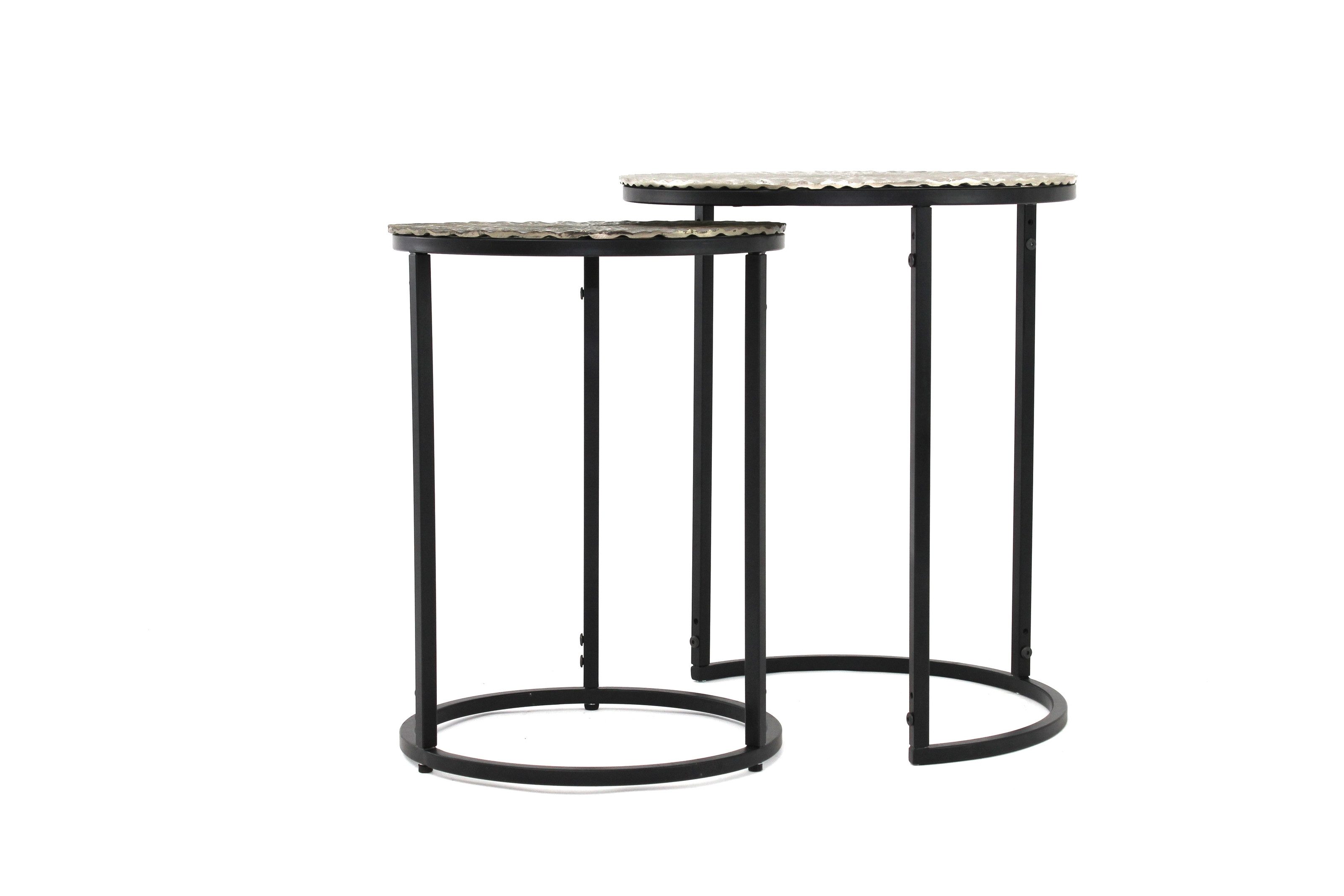 Concept GmbH Beistelltisch (2er Set) in Silber / Gold, Aluminiumguss - 54x45cm (HxD) (2er Set)