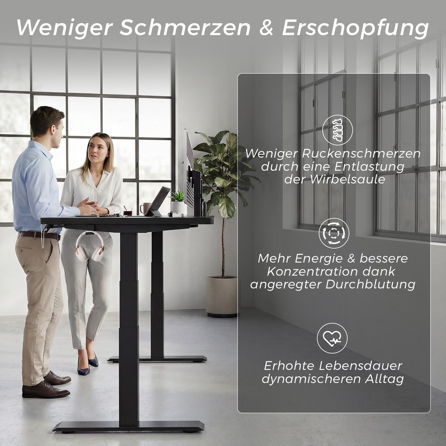HOMALL Schreibtisch Höhenverstellbarer Schreibtisch elektrischer mit 2 Motoren (25 mm dicke, nahtlose, monolithische Tischplatten Keine gespleiBten Platten Vielsertig und hochwertig Erinnerung bei langerem Stehen, ostern geschenke)