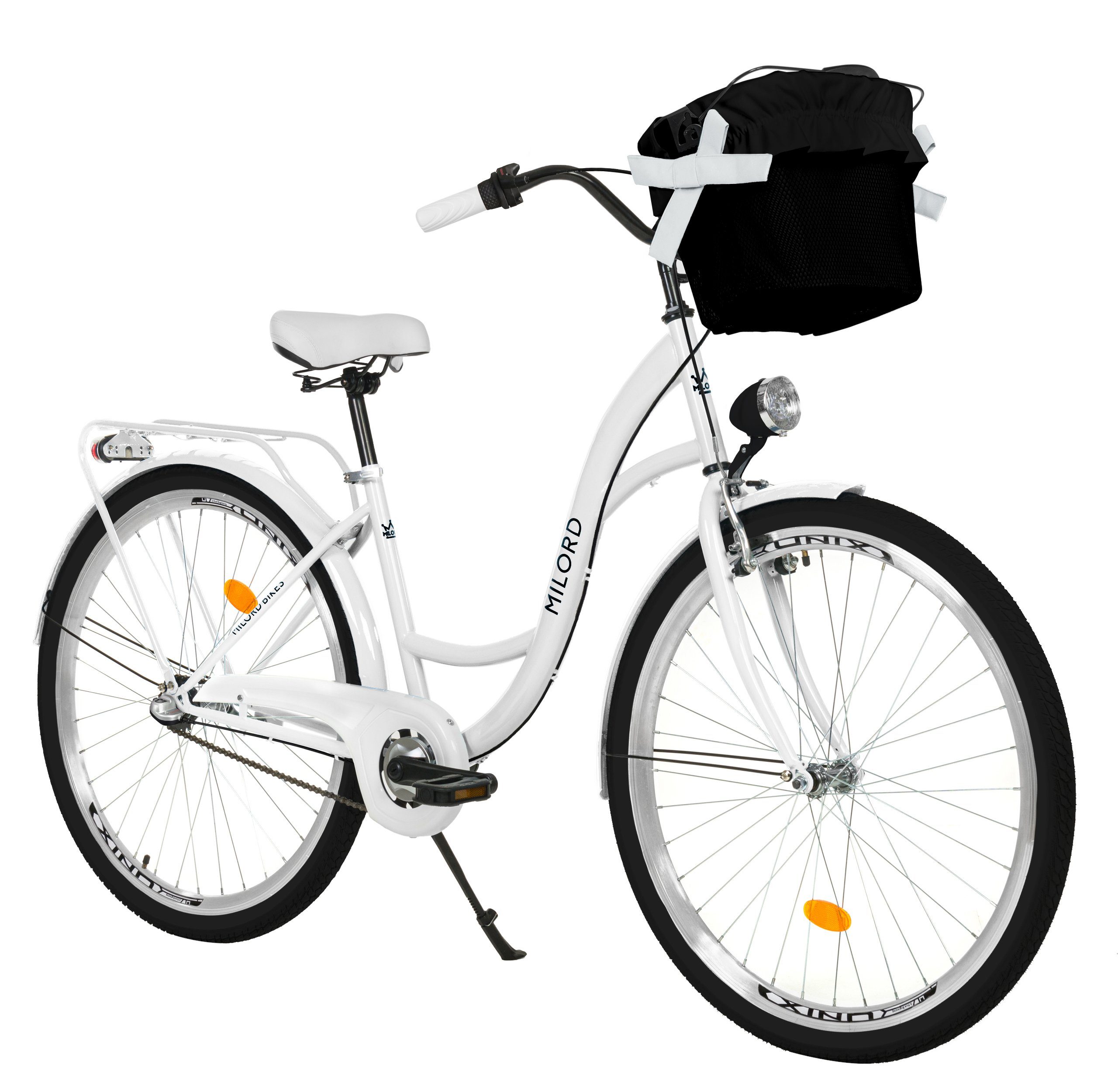 Cityrad Milord City Fahrrad Korb Damenfahrrad, 28/26 Zoll, Weiß, 3-Gang