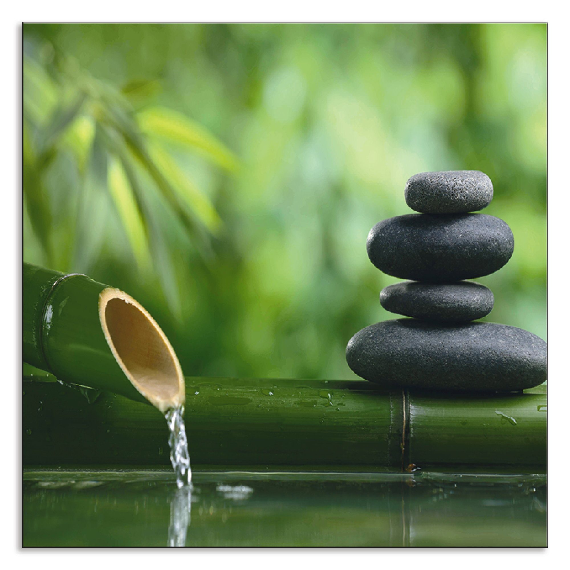 Artland Küchenrückwand Bambusbrunnen und Klebeband, mit Alu Montage einfache Zen-Stein, Spritzschutz (1-tlg)