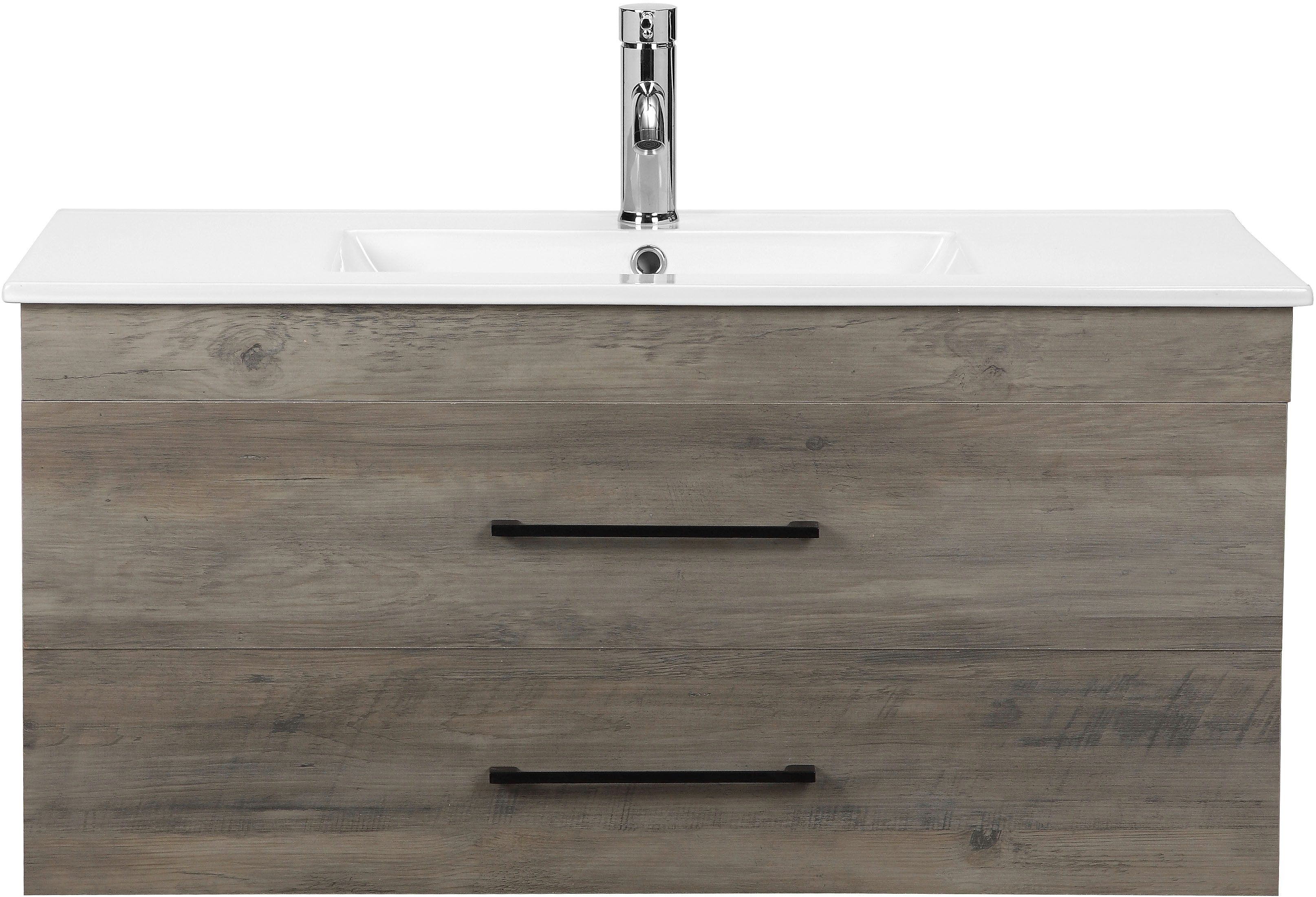 welltime Waschtisch Florenz (Komplett-Set), Waschplatz mit 2 Auszügen und Softclose Breite 100cm