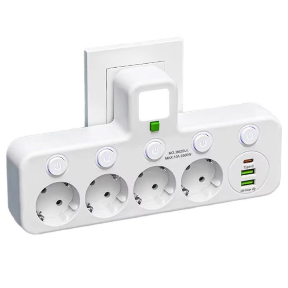 VIVIHEYDAY Kabellose Steckdosenleiste, mit Nachtlicht multifunktionale Mehrfachsteckdose, einzelne Schaltersteuerung, 4 Steckplätze + 1 Type-C + 2 USB-Port
