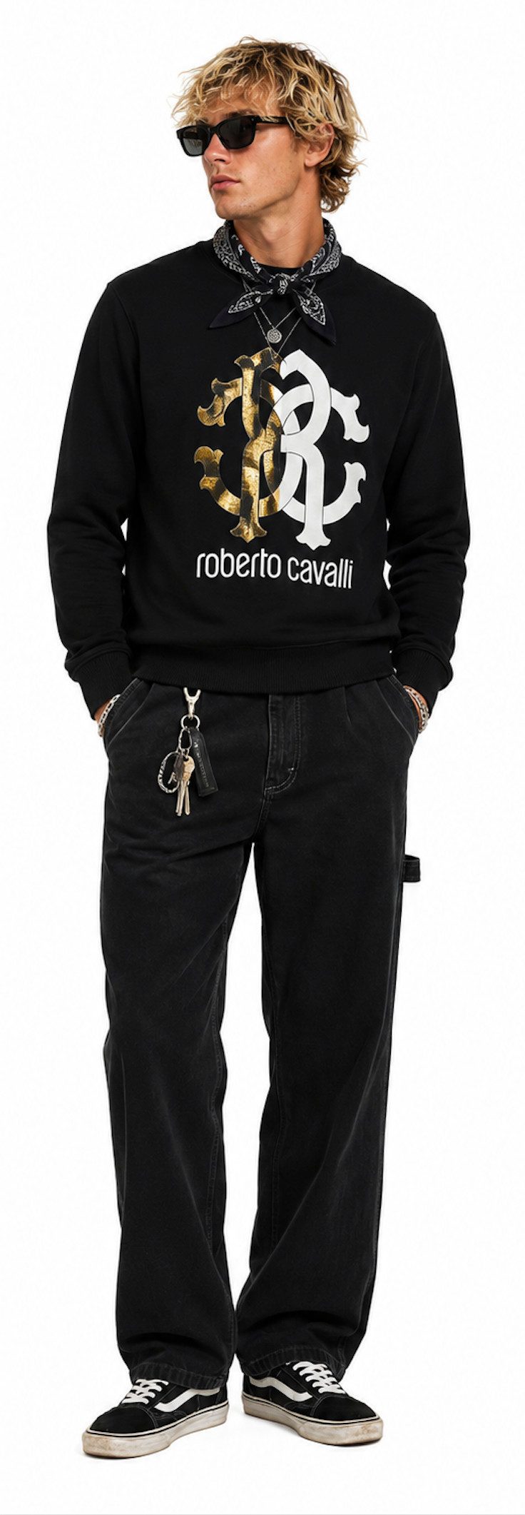 roberto cavalli Sweatshirt FIRENZE RC Monogram Logo Sweatshirt Pullover Sweater Exklusive Roberto Cavalli Firenze Premium-Linie