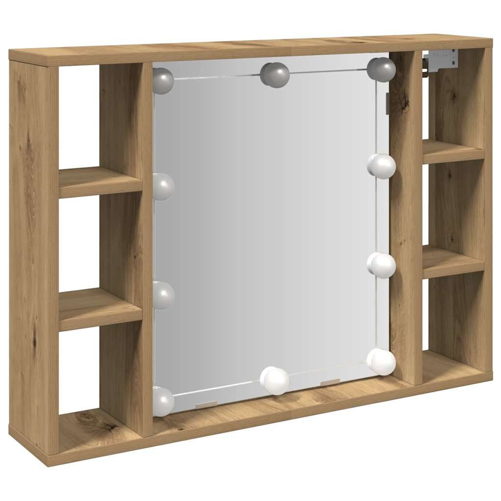 vidaXL Spiegelschrank Spiegelschrank mit LED-Leuchten Artisan-Eiche 76x15x55 cm (1-St)