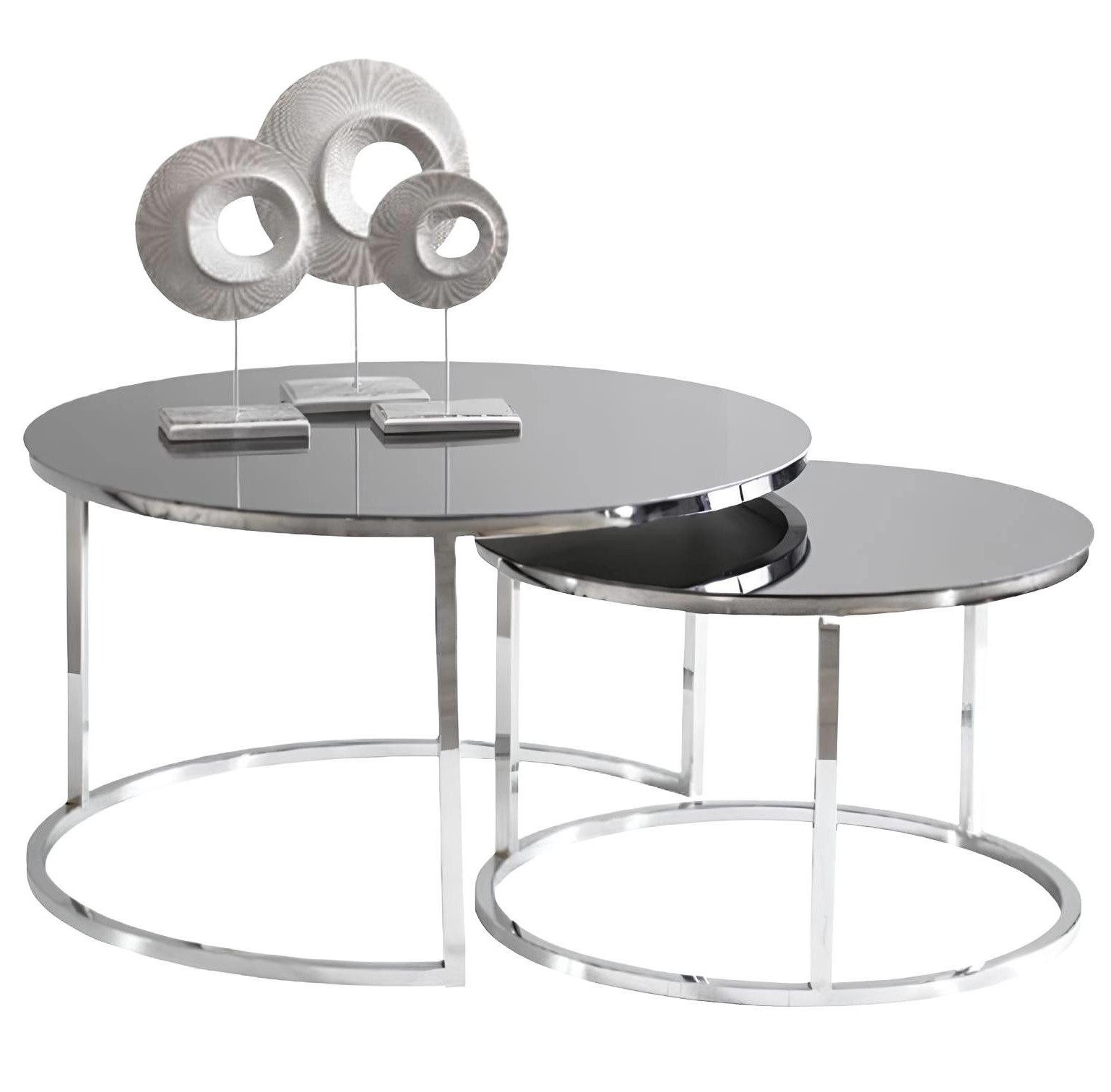 Xlmoebel Couchtisch Luxus Wohnzimmertisch-Set in Silber mit Beistelltisch und Kaffeetisch (Couchtisch), Hergestellt in Europa