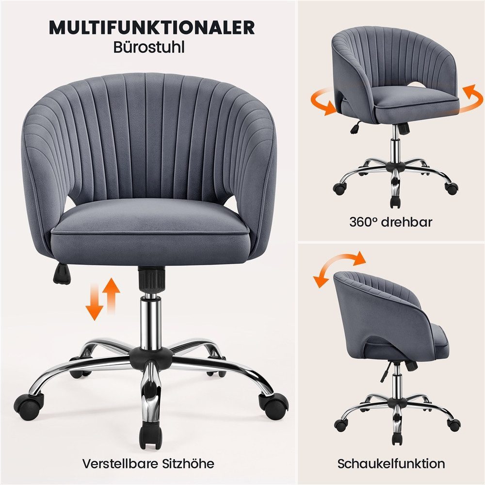 Yaheetech Drehstuhl Höhenverstellbarer Polsterstuhl mit Schaukelfunktion, Bürosessel 360° Drehbar für Zuhause/Büro – Bild 5 von 5