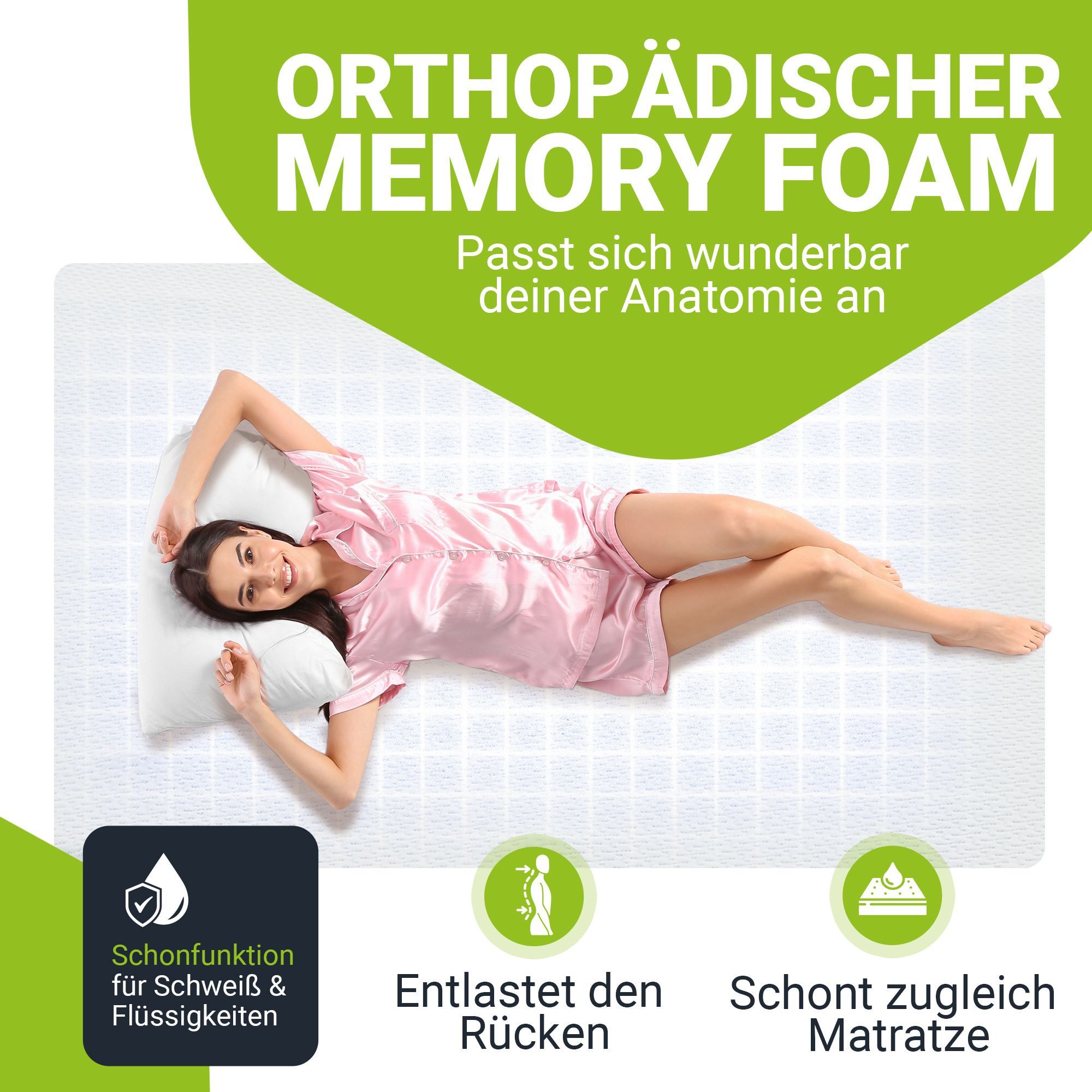 Juskys, Topper, 7 cm hoch, Memoryschaum, 90x200 cm, Memoryfoam, orthopädisc günstig online kaufen