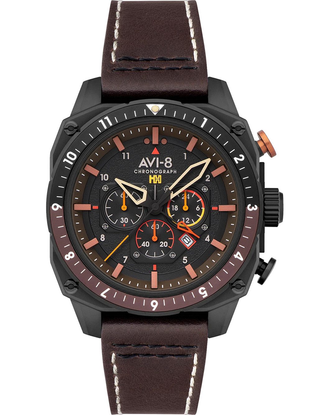 AVI-8 Quarzuhr AVI-8 AV-4100-08 Herrenuhr Hawker Hunter Dual Time Chronograph 43mm 5A AVI-8 AV-4100-08 Herrenuhr Hawker Hunter Dual Time Chronograph 43mm 5ATM
