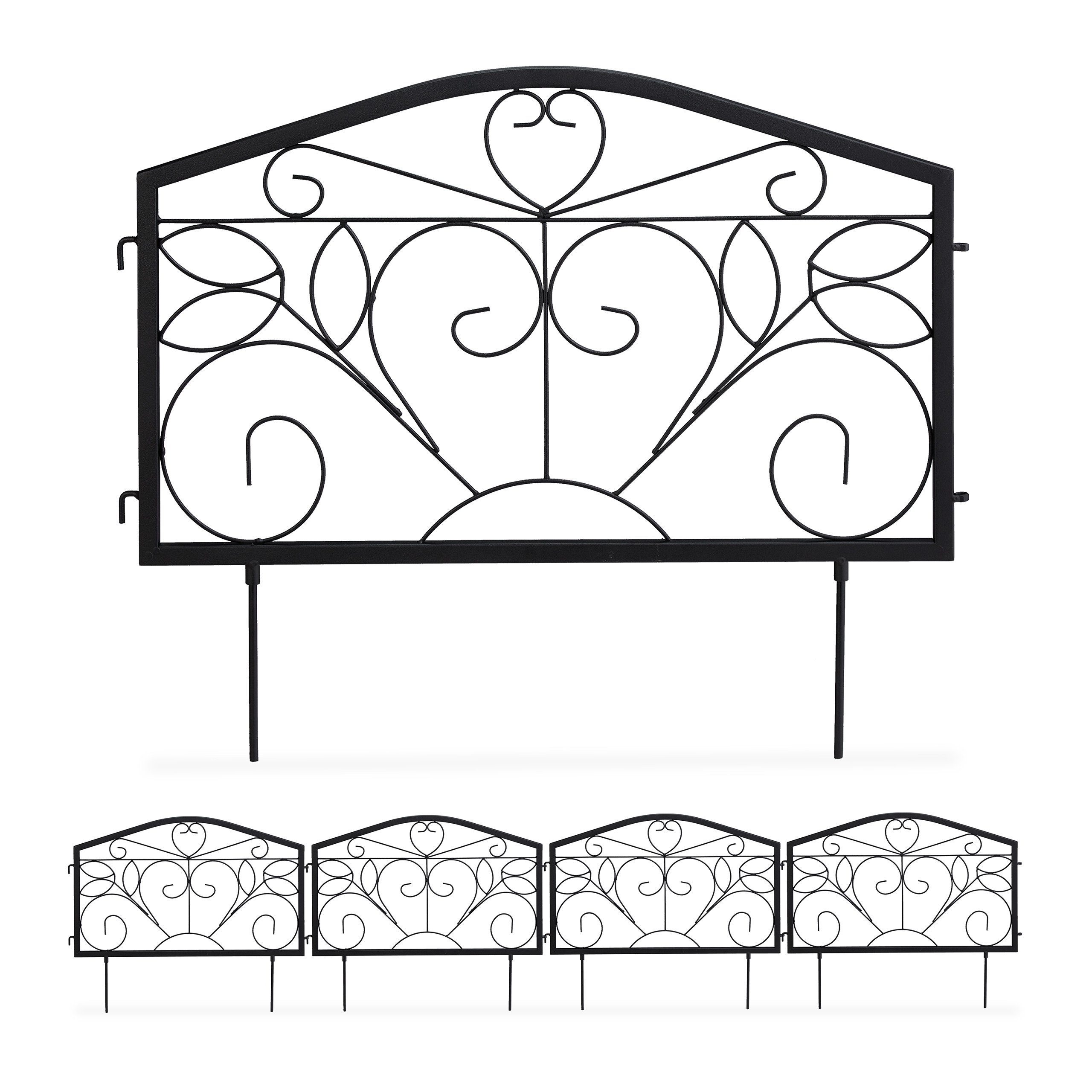 relaxdays Beetbegrenzung Beetzaun 4-teilig antik, B