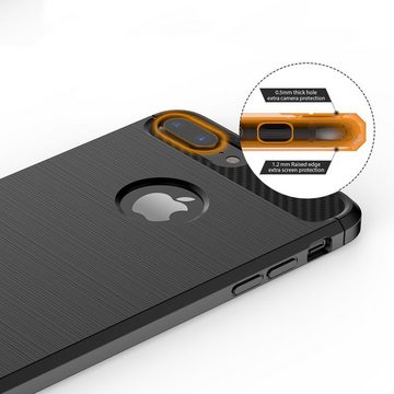 CoolGadget Handyhülle Carbon Handy Hülle für Apple iPhone 7 Plus / 8 Plus 5,5 Zoll, robuste Telefonhülle Case Schutzhülle für iPhone 7 Plus / 8 Plus Hülle