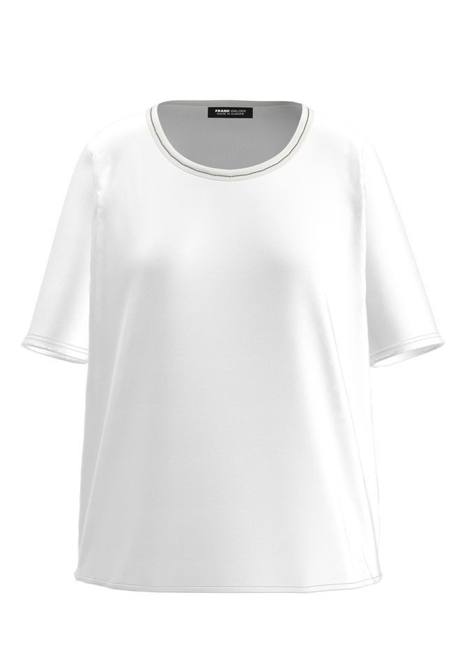 Kurzarmbluse - Blusenshirt - Bluse - NOS mit doppelt paspeliertem Ausschnitt