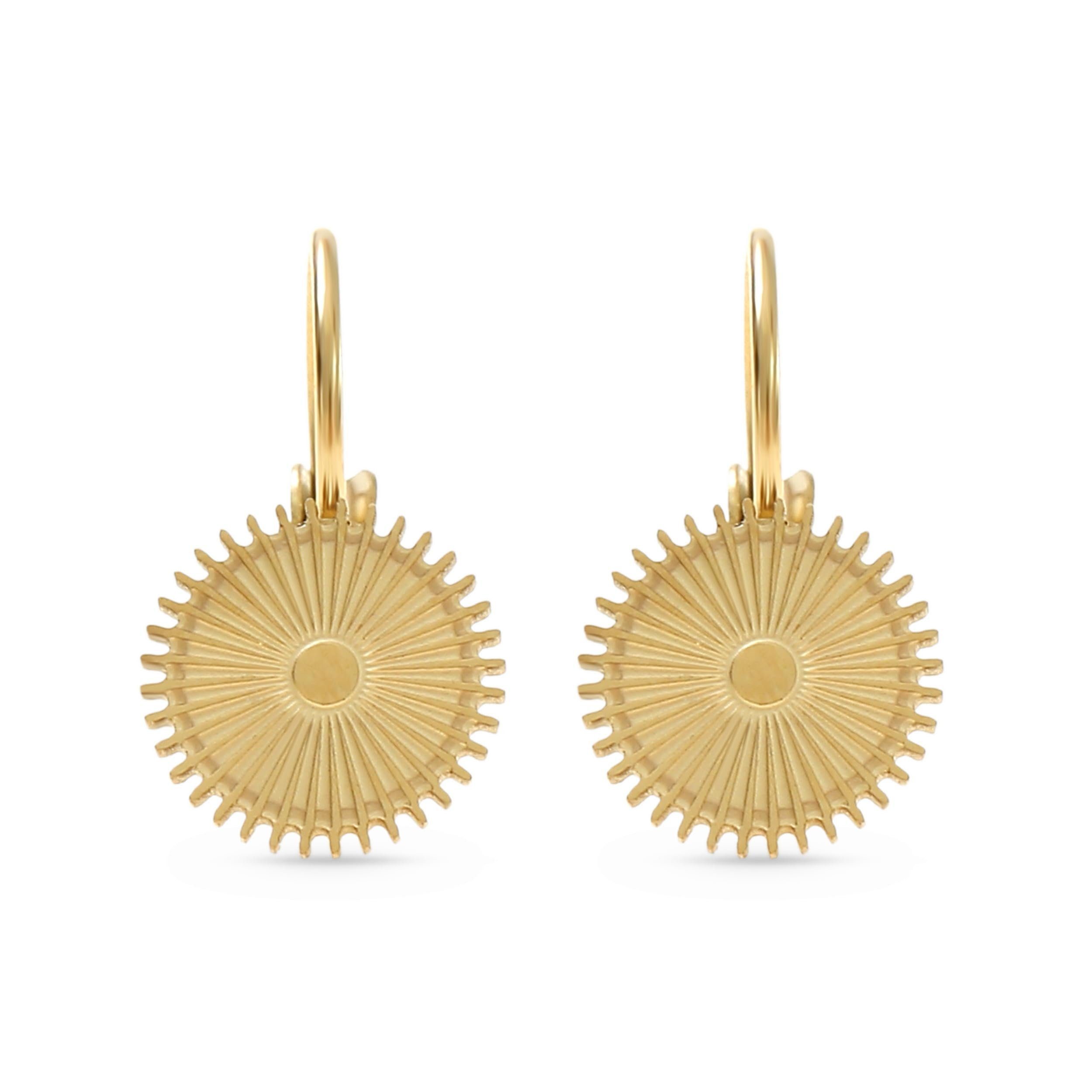 Made by Nami Paar Ohrstecker Goldene Ohrringe Damen mit Sonne Boho Schmuck aus Edelstahl, Wasserfest für Sommer Outfits
