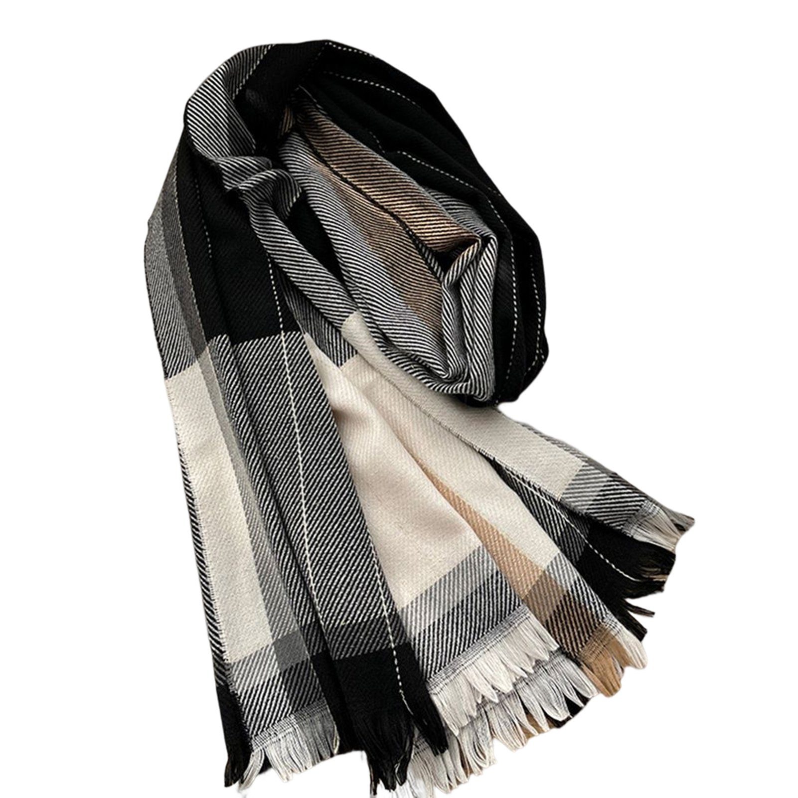 Warm Quaste Modeschal z-striped stripes Winter black-and-white Schal Für Frauen Blusmart Lang-Stil wild Mode Plaid Quaste Schal