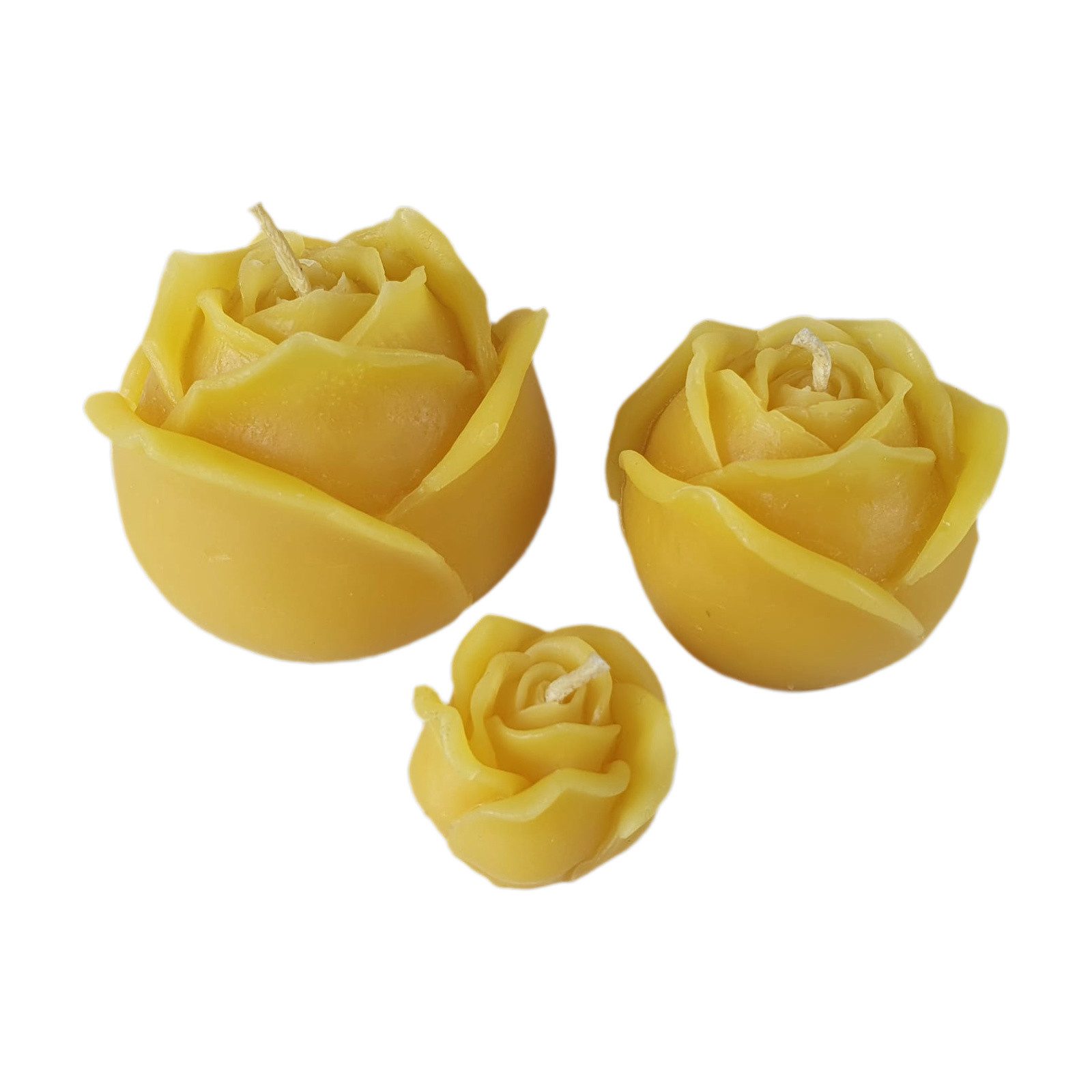 Aspinaworld Bienenwachskerze Rosenkerze 3er Set 5, 4 und 2 cm gestuft natur (3-tlg)