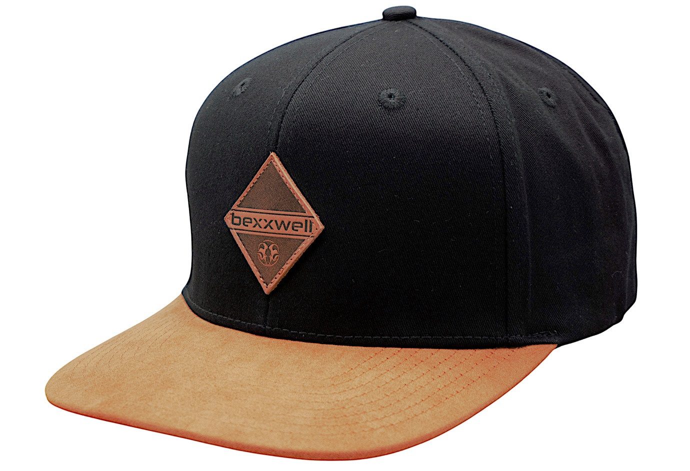 Bexxwell Snapback Cap mit Lederpatch, Schirm in Wildlederoptik (optimale Passform, Unisex)