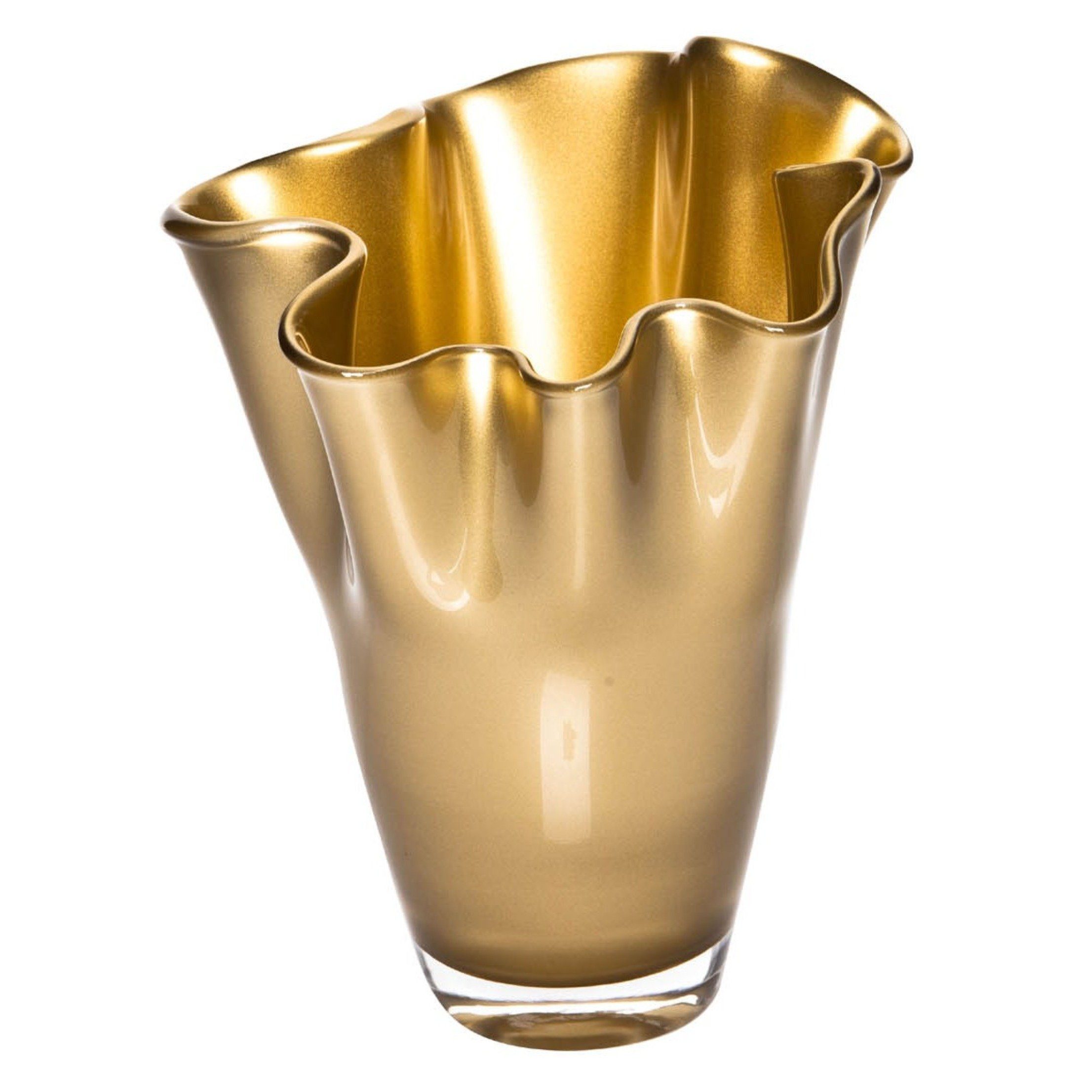 Signature Handgefertigt Collection Stück, gold 1 Tischvase metallic (1 in Home mundgeblasene Glasvase), St., Glasvase 1x in Europa, Premiumqualität