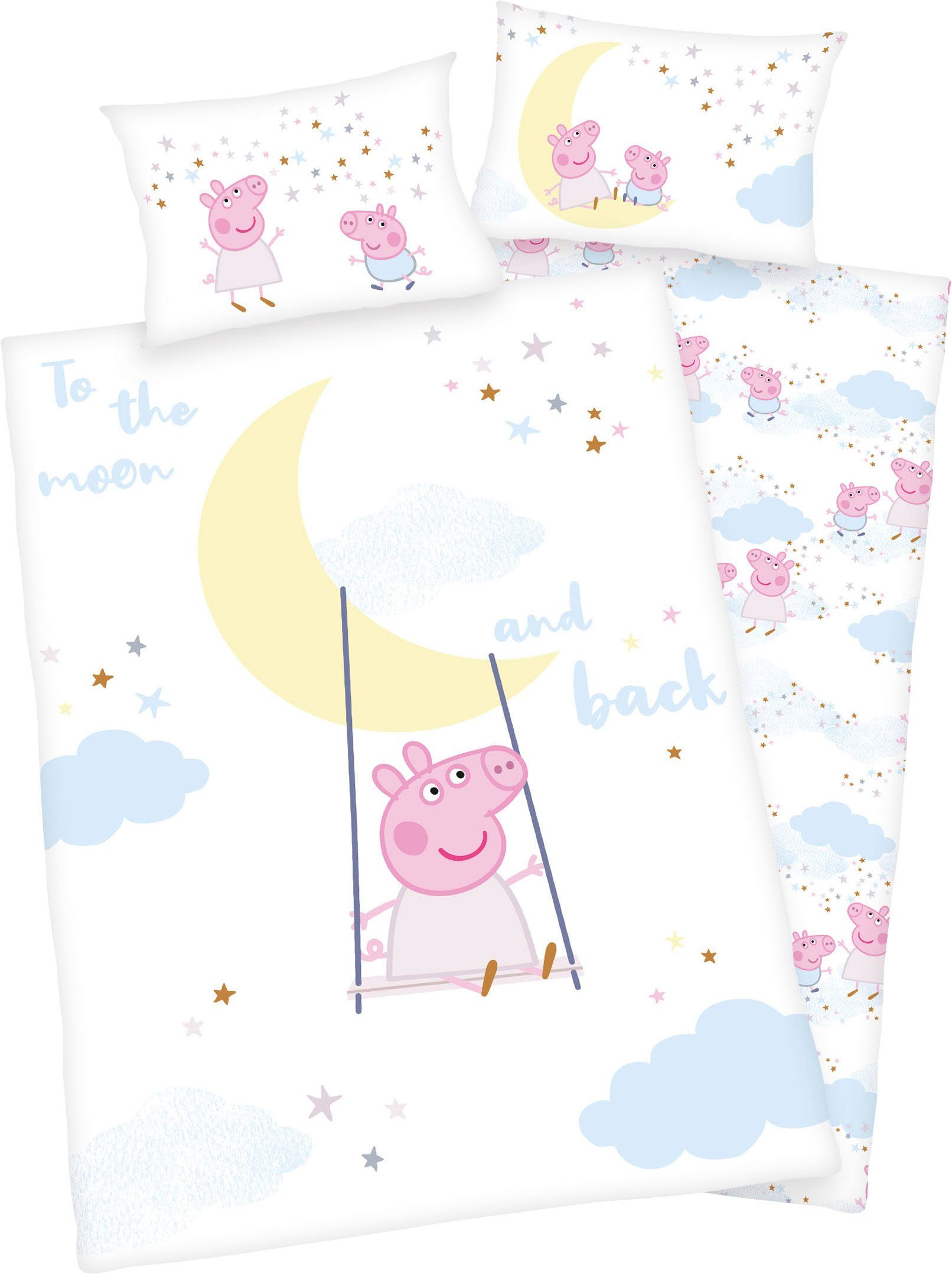 Peppa Pig Babybettwäsche Peppa Pig, Flanell, mit niedlichem Motiv und liebevollem Schriftzug