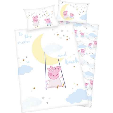 Babybettwäsche Peppa Pig, Peppa Pig, Flanell, mit niedlichem Motiv und liebevollem Schriftzug