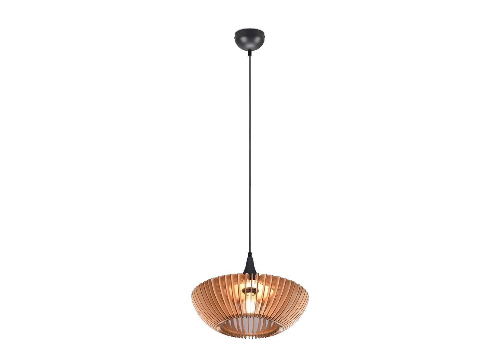 TRIO Leuchten LED Pendelleuchte, Dimmfunktion, LED wechselbar, Leuchtmittel über Lichtschalter in 3 Stufen dimmbar, Warmweiß, Holz-lampen hängend über-n Esstisch-lampe Couchtisch Natur, Ø40cm