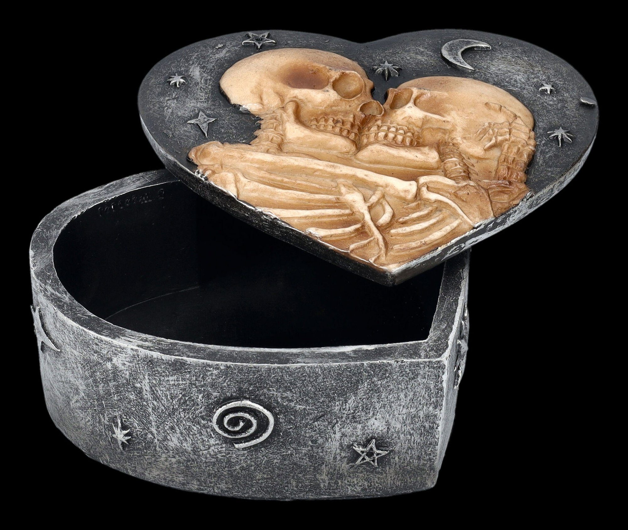 Figuren Shop GmbH Aufbewahrungsdose Schatulle Herz - Skelett Liebespaar - Aufbewahrung Dekoration Fantasy