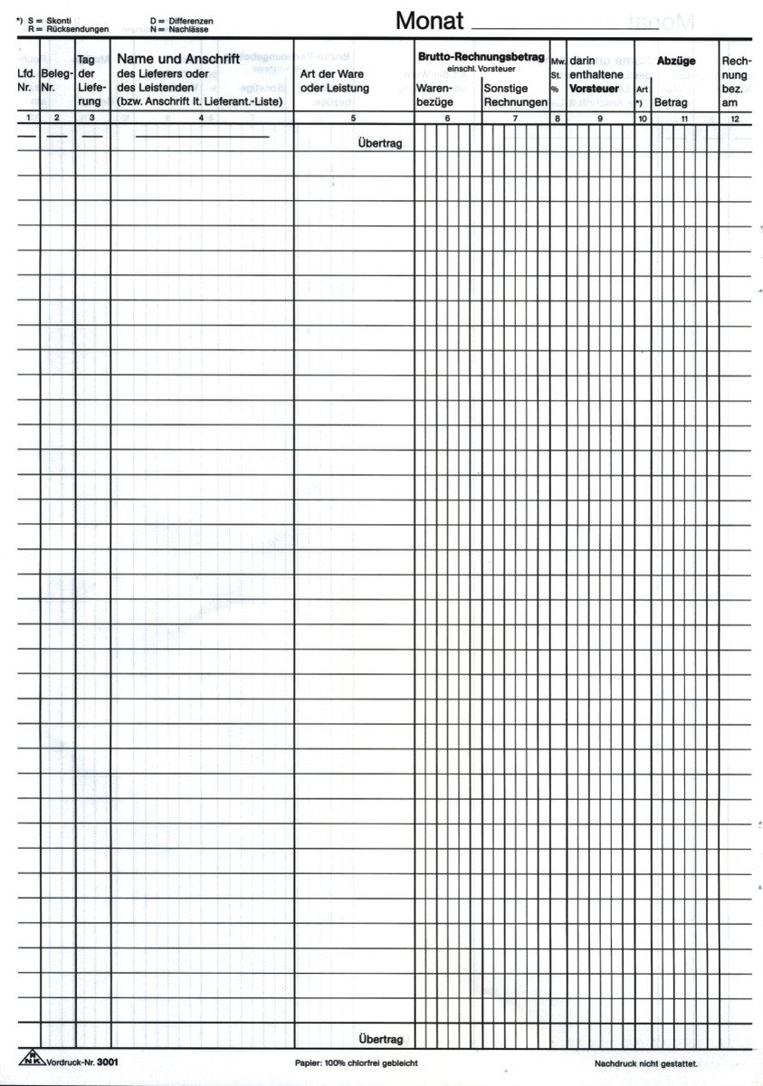 Formularblock Formularbuch Wareneingangsbuch A4 VE=40 Blatt