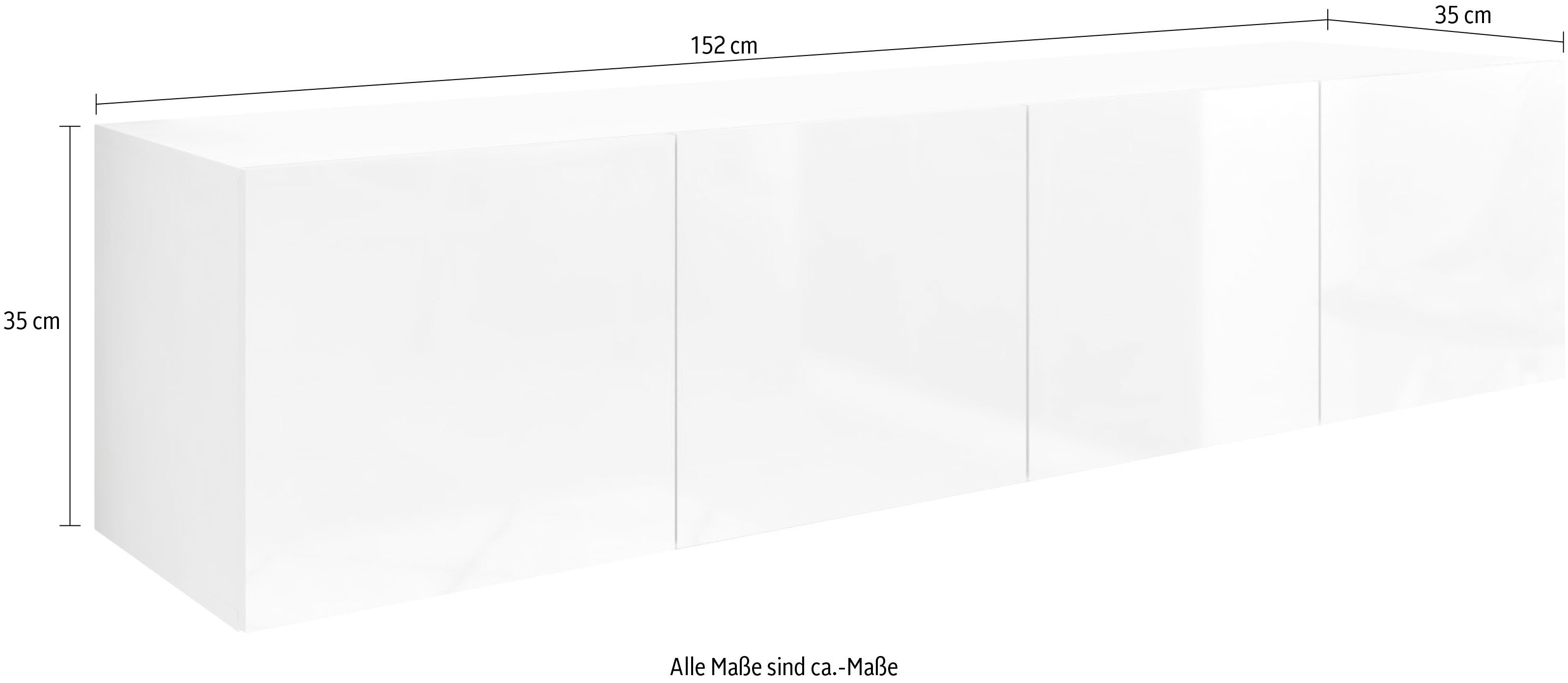 borchardt Möbel Lowboard Vaasa, cm, Breite nur matt/weiß hängend 152 Hochglanz weiß