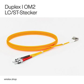 Kabelbude.eu Duplex Patchkabel LC/ST 50/125µ, OM2 Glasfaserkabel, (100 cm)