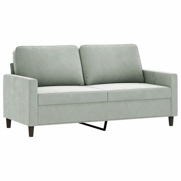 vidaXL Sofa 2-tlg. Sofagarnitur mit Kissen Hellgrau Samt