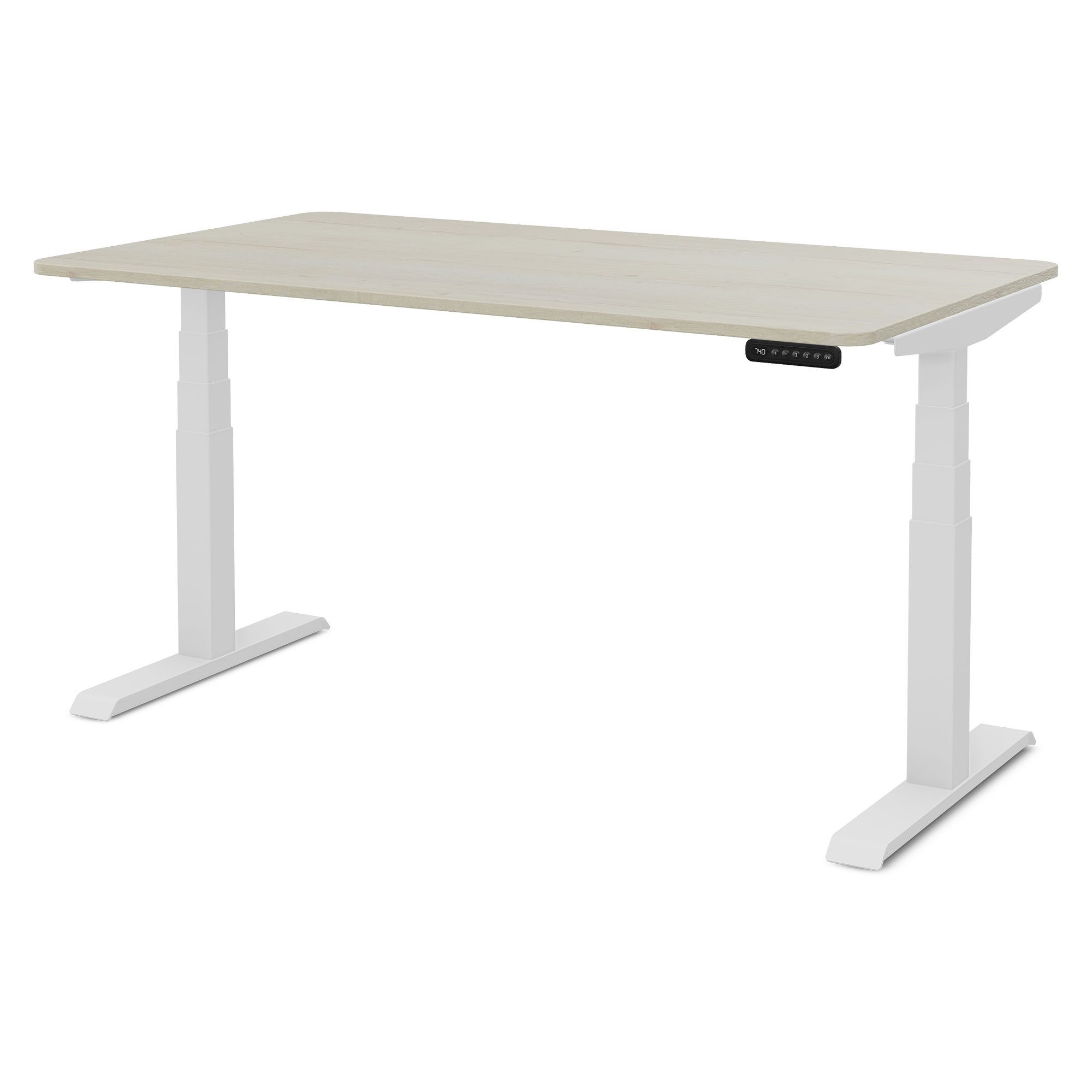 ASSMANN Büromöbel Kinderschreibtisch JUNIOR Curved (Weiß Eiche Polar Kollisions-Schutz, Elektrisch höhenverstellbar, Familiengerecht, Verriegelungsfunktion 2-fach-Motorik Dreifachhub, einfache Montage, für Büro und Homeoffice), TÜV-zertifiziert, Blauer Engel, 5 Jahre Herstellergarantie