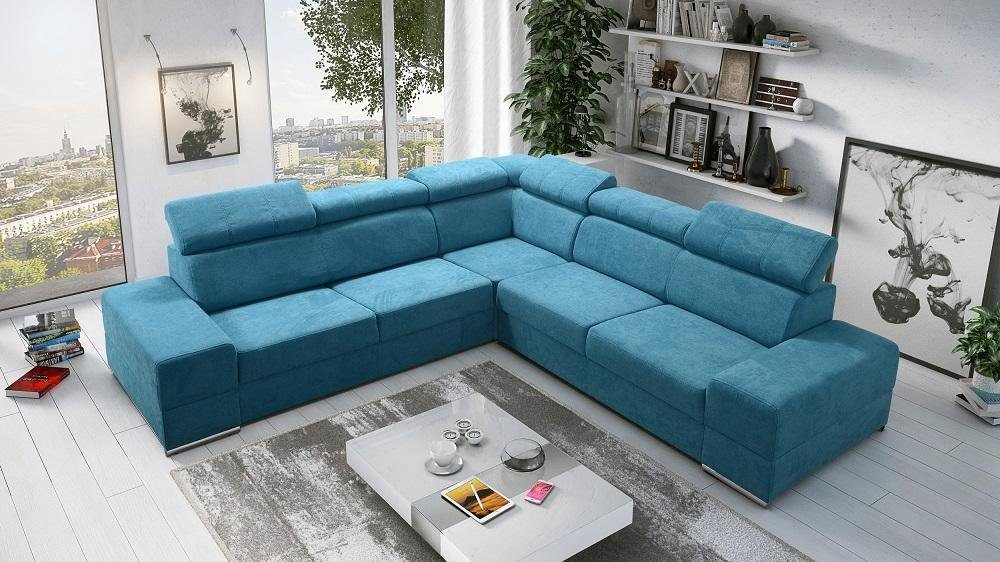 JVmoebel Ecksofa L-Form Designer Sofa Couch Ecksofa Neu Ecksofa Polster, Made in Europe Blau