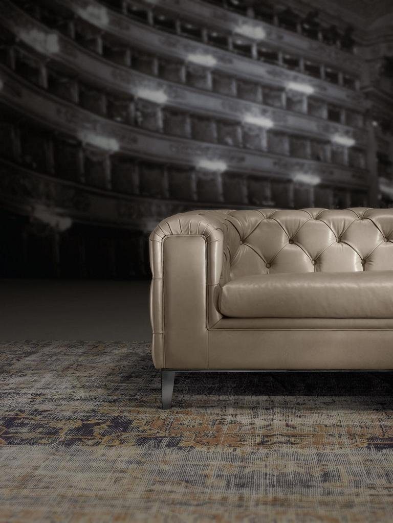 Möbel Chesterfield 3+3 JVmoebel Möbel Beige Sitzer Sofa Luxus Sofa Design Leder