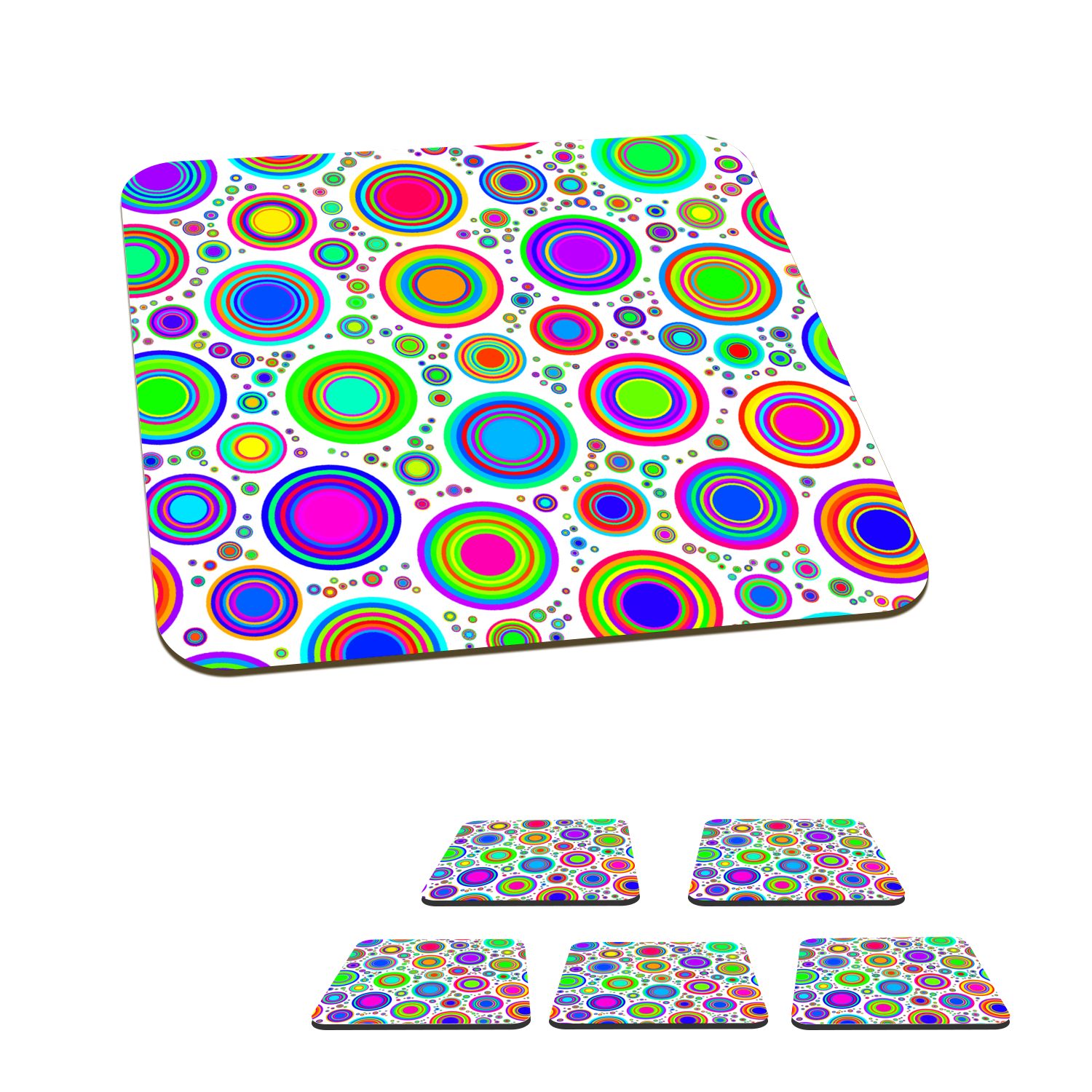MuchoWow Glasuntersetzer Muster - Punkte - Kreis, Zubehör für Gläser, 6-tlg., Glasuntersetzer, Tischuntersetzer, Korkuntersetzer, Untersetzer, Tasse