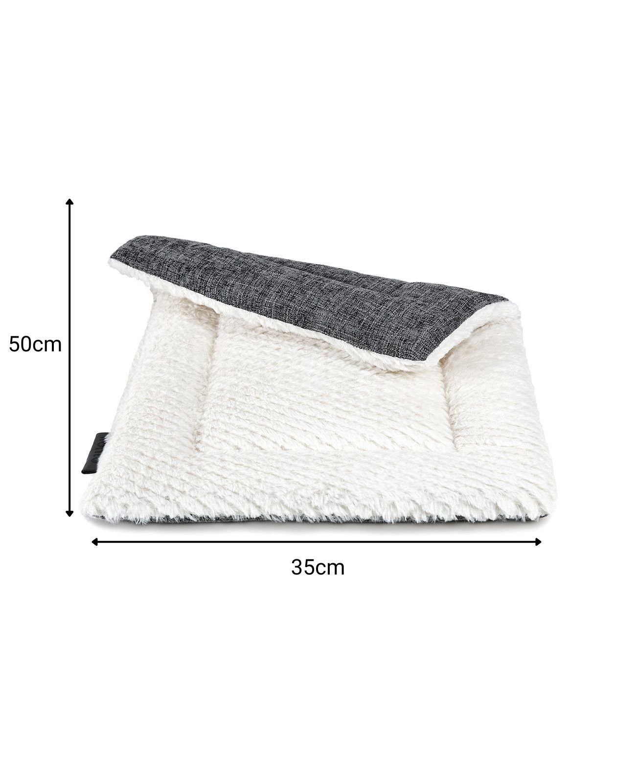 lionto Tierdecke für Katzen, flauschig & wendbar, grau/weiß, Faux-Leinen & Plüsch, ideal für Sofa, Körbchen & Fensterbank, pflegeleicht – Bild 5 von 5