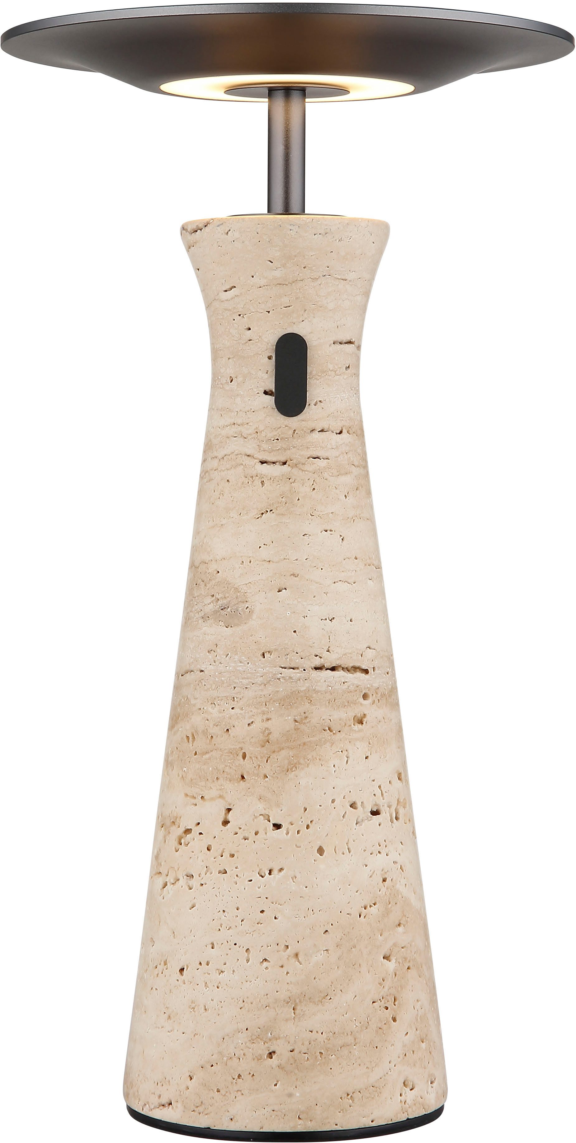 GLOBO LIGHTING LED Tischleuchte TRAVERTIN, Memoryfunktion, Timerfunktion, LED fest integriert, Warmweiß, Travertinstein Sockel