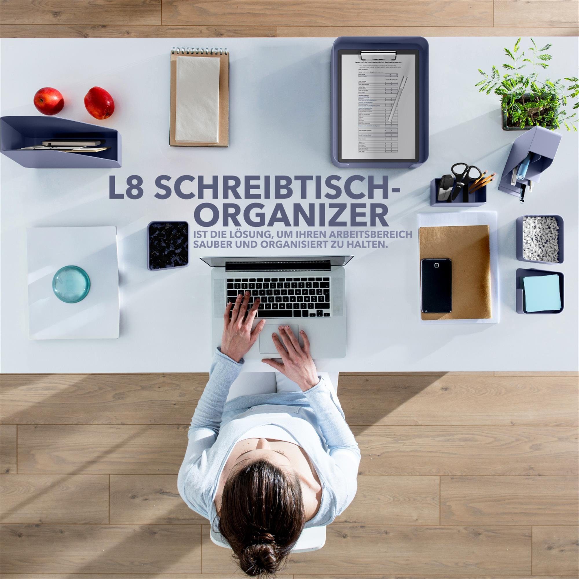 Organizer Schreibtisch-Organizer mit RED DOT Design Award (Büro-Set, 7-teilig), 100% recycelte Materialien, multifunktional, platzsparend