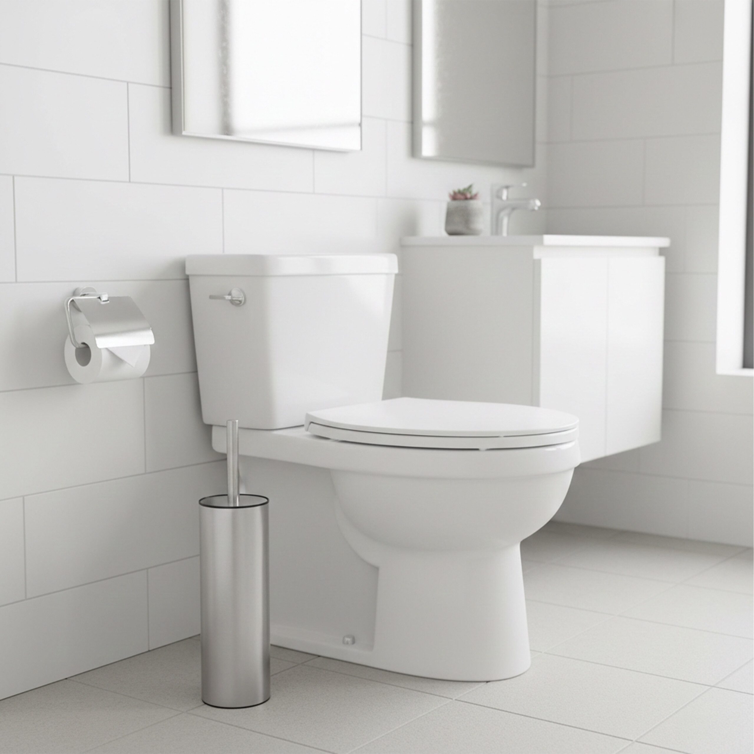 relaxdays WC-Garnitur WC Bürste mit Randreiniger, Alle Standard-Toiletten, (1-tlg), silber – Bild 3 von 5