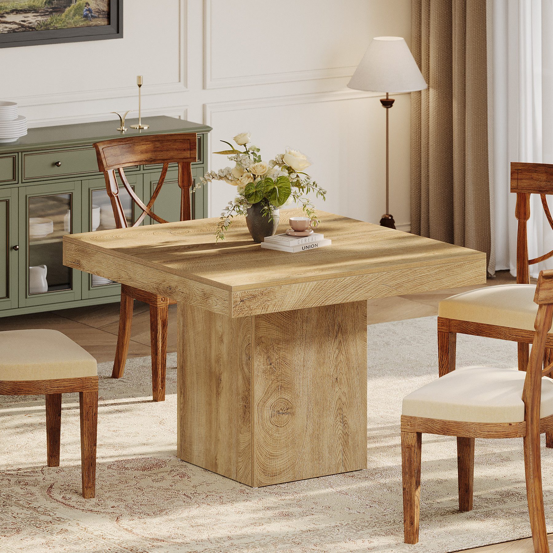 Tribesigns Esstisch Quadratischer Küchentisch für 4 Personen, 100 cm Holz Esszimmertische – Bild 3 von 5