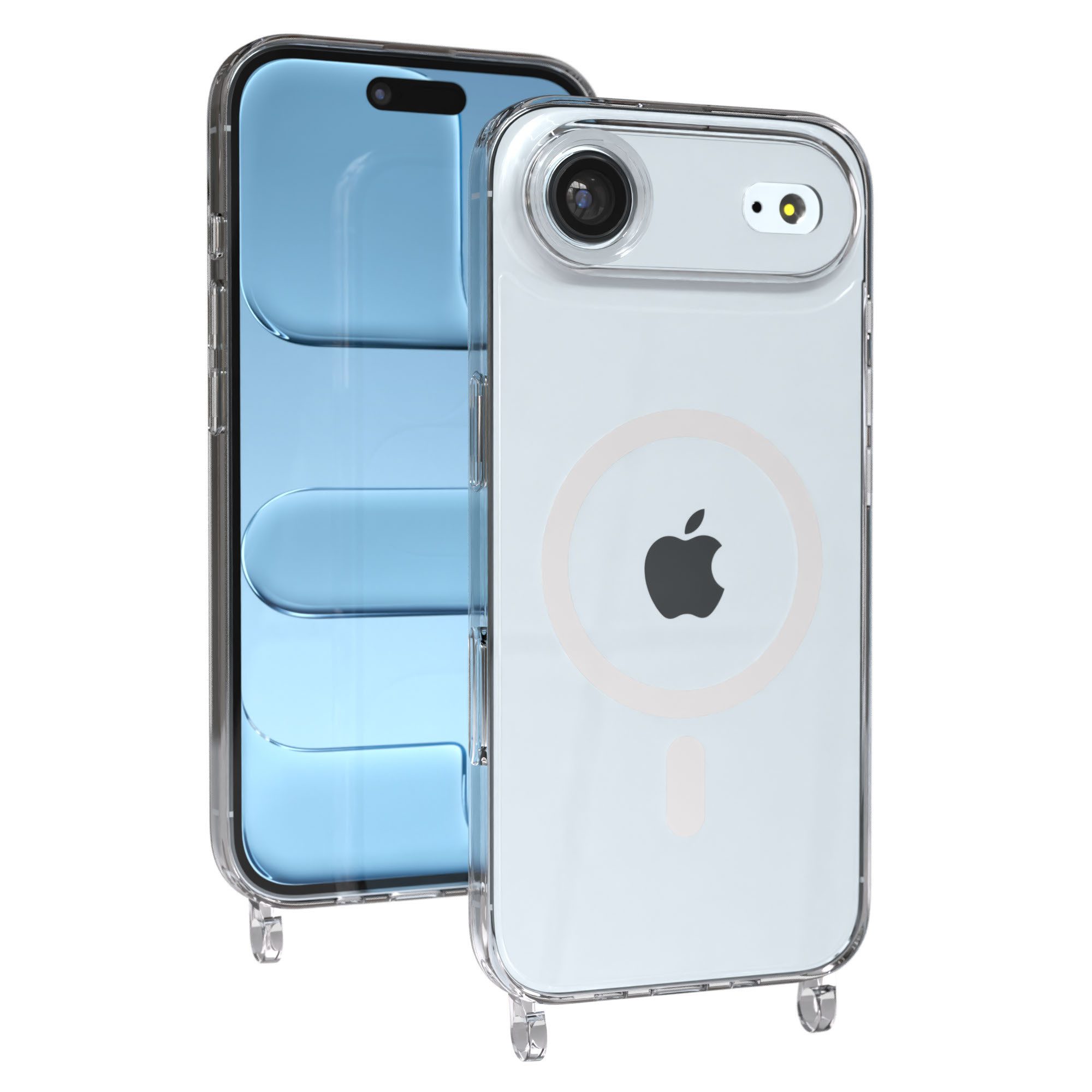 EAZY CASE Handykette MagSafe Handyhülle für Handyketten Apple Modelle 6,5 Zoll, MagSafe Silikonhülle mit Ösen, Transparent