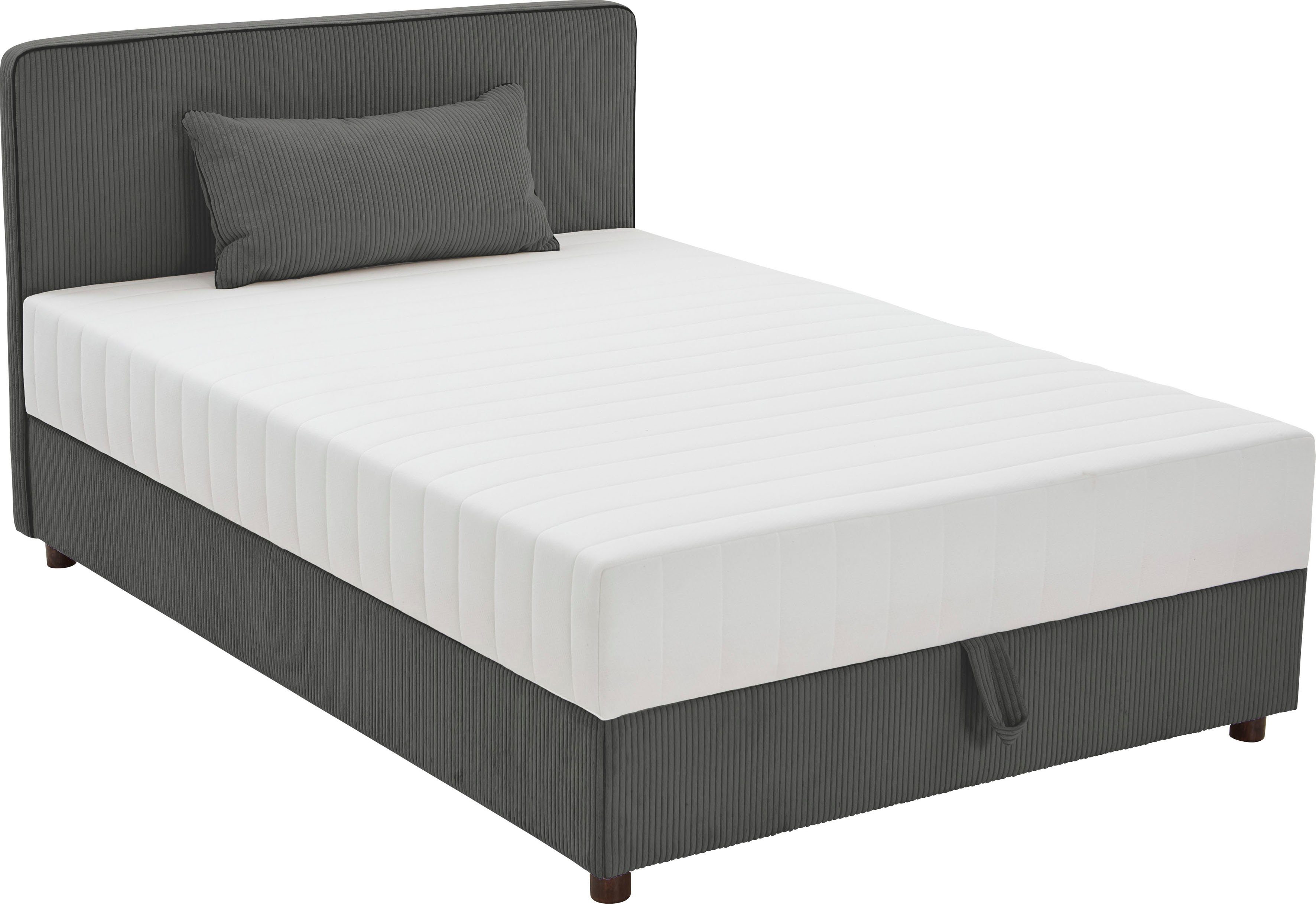ATLANTIC home collection Bett Corinna, Boxbett inkl. Stauraum, Cord, erhältlich in unterschiedlichen Breiten