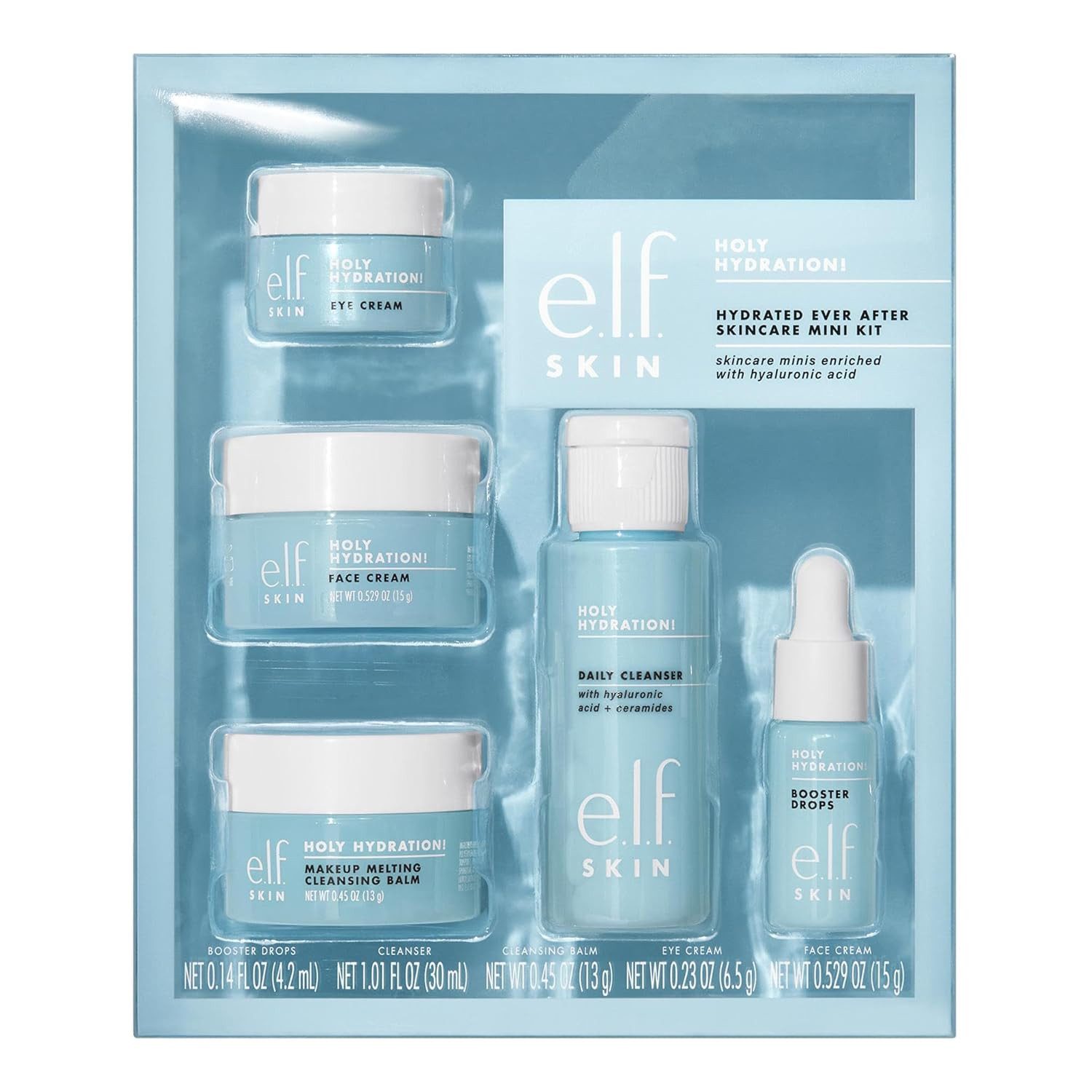 e.l.f Hautpflege-Set SKIN Hydrated Ever After Skincare Mini Kit 5-teiliges Set, 5-tlg., Dein perfektes Feuchtigkeits-Set für unterwegs