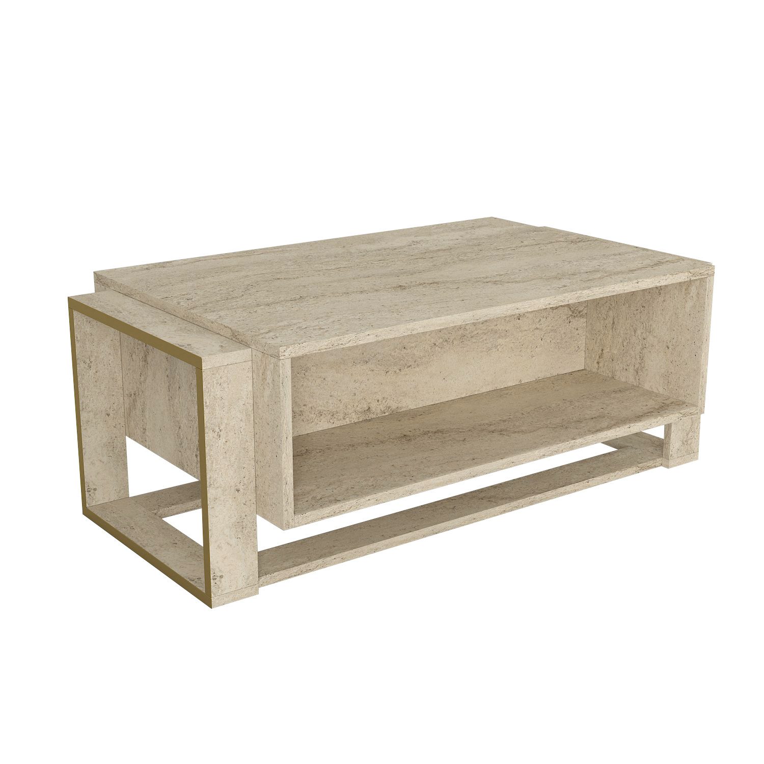 moebel17 Couchtisch Couchtisch Bianco Beige mit Granit Optik (Einzelmöbel, günstig online kaufen