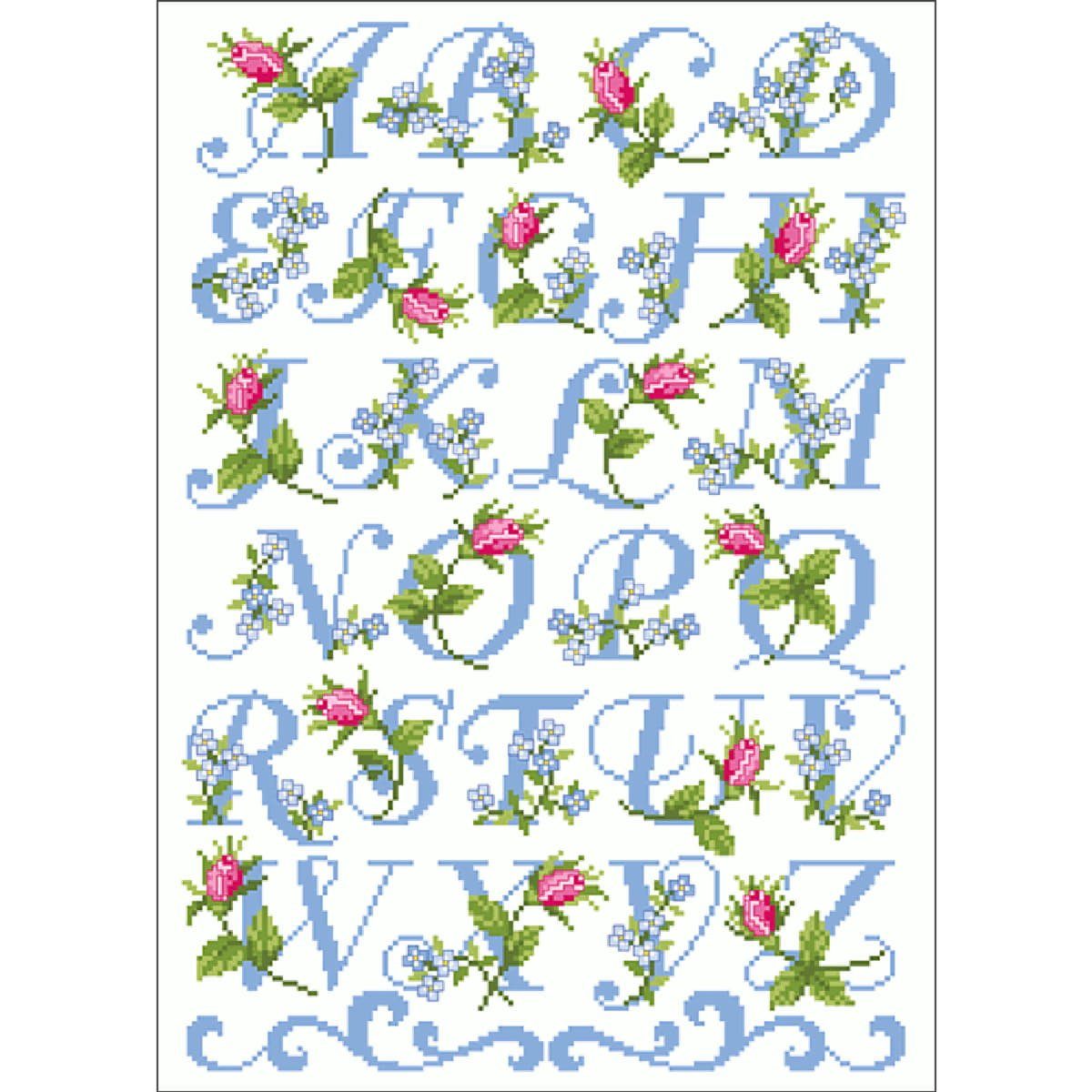 Lindner´s Kreuzstiche Kreativset Lindner´s Kreuzstiche Zählmuster Vorlage "Rosenalphabet", 035, (embroidery kit by Marussia)