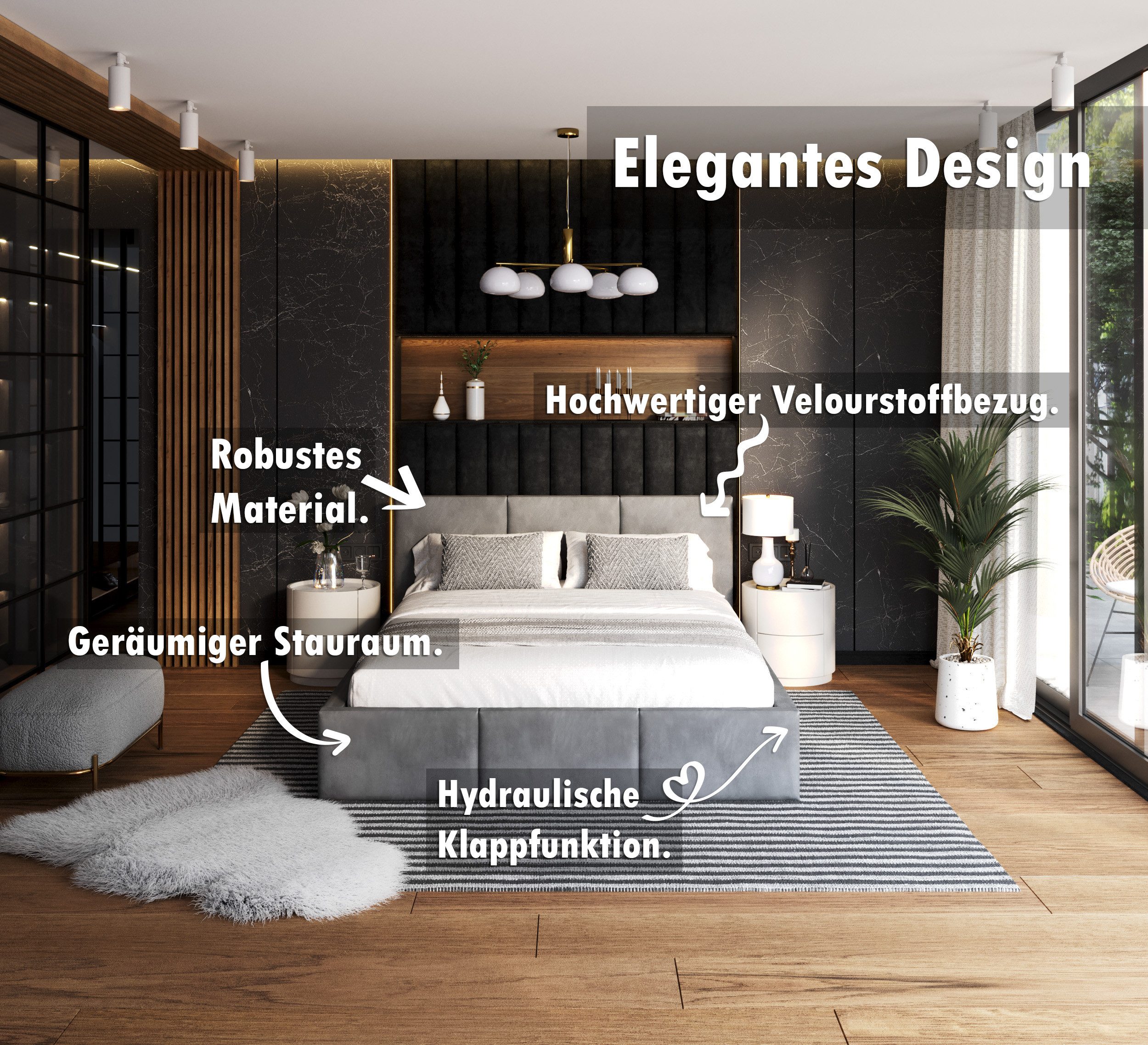 thematys Polsterbett Stauraumbett Bett mit Bettkasten - MADE IN EU - mit sa günstig online kaufen