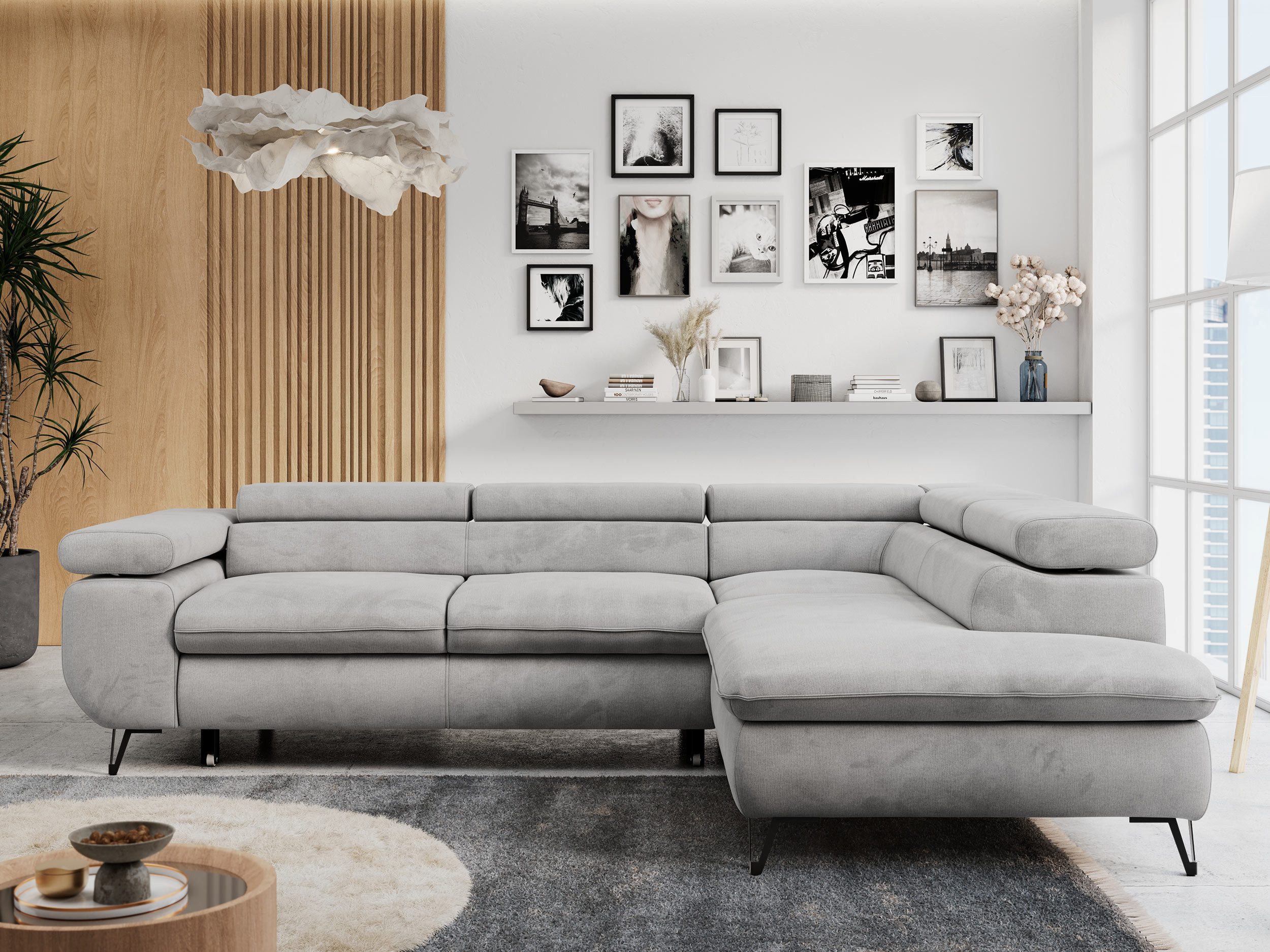 MKS MÖBEL Ecksofa PEDRO L, Set, HR35-Schaum, Metallbeinen, Wellenfedern, L- günstig online kaufen