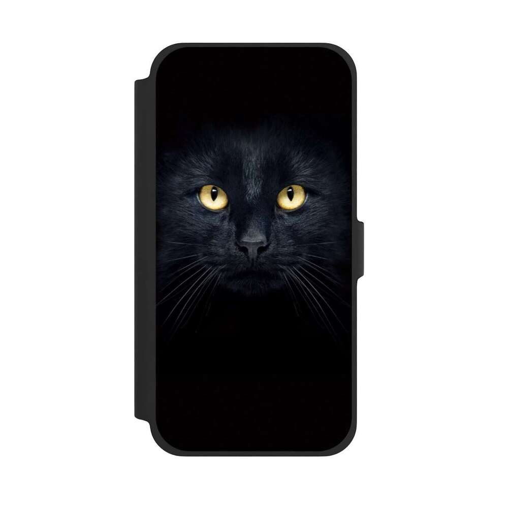 NIVOCASE Handyhülle Katze Auge schwarz Tom Cat, Apple iPhone 13 Pro Max Klapphülle Handyhülle aus Kunst Leder