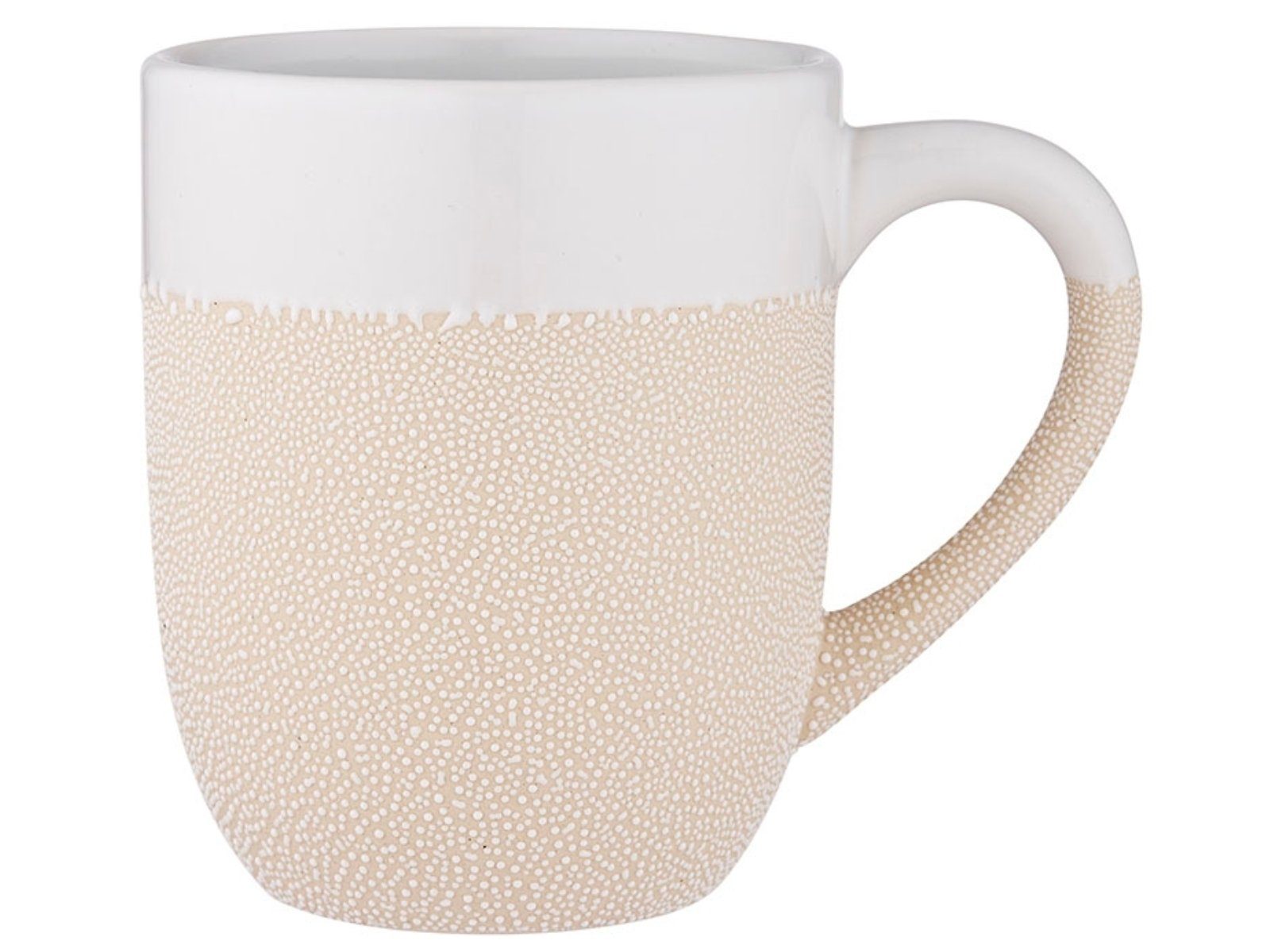 Ladelle Becher CAFE Becher mit Henkel strukturiert weiß 0,3 l, Porzellan, Cafe Textured White Mug 12x8x10cm