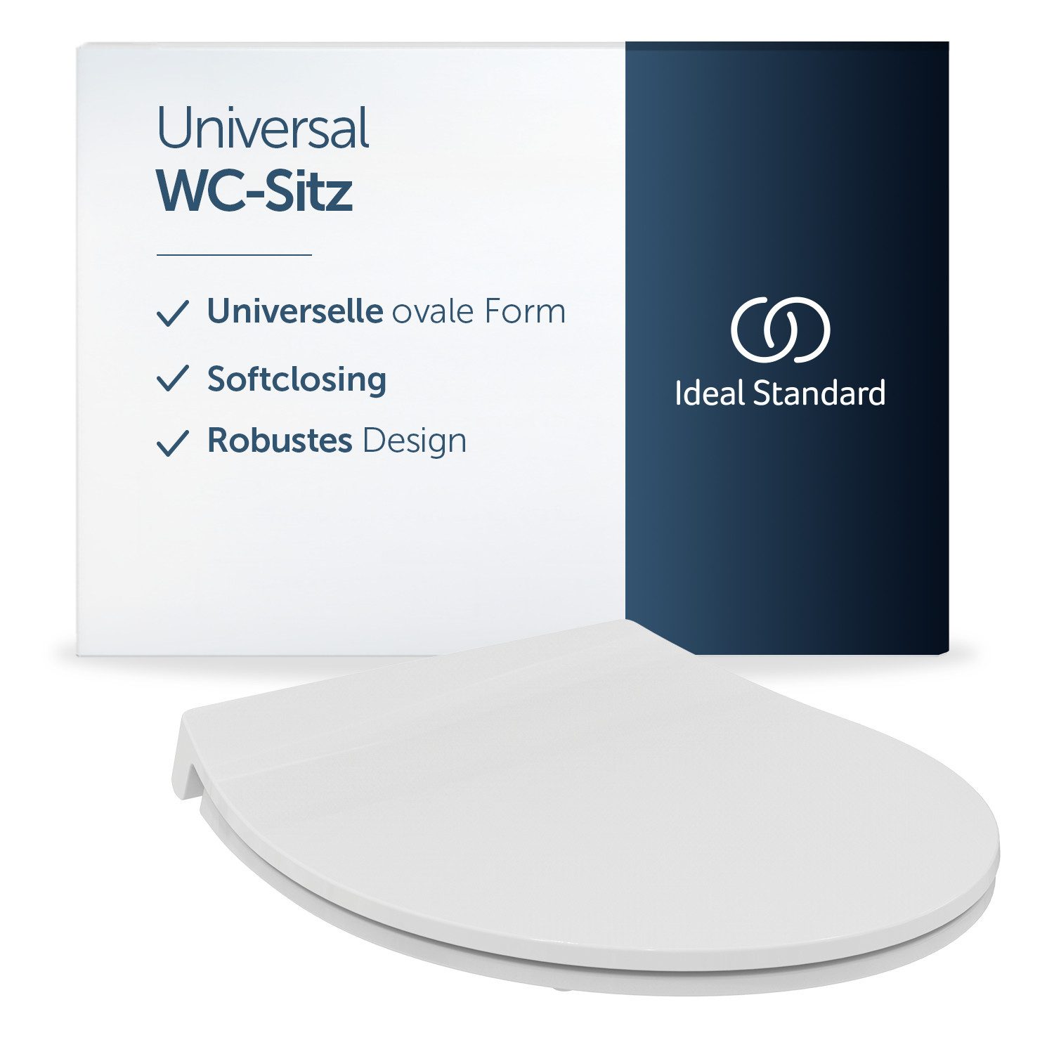 Ideal Standard WC-Sitz Universal ovaler WC-Sitz, WC-Sitz abgerundet mit langsamer Schließung, Antibakteriell