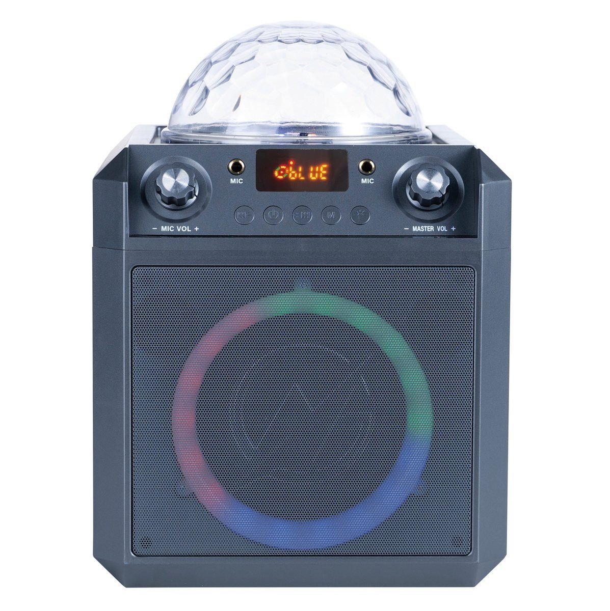 N-GEAR Block Party 602 Space Grey Bluetooth-Lautsprecher (Bluetooth, enthält 2 Mikrofone plus Partylicht)