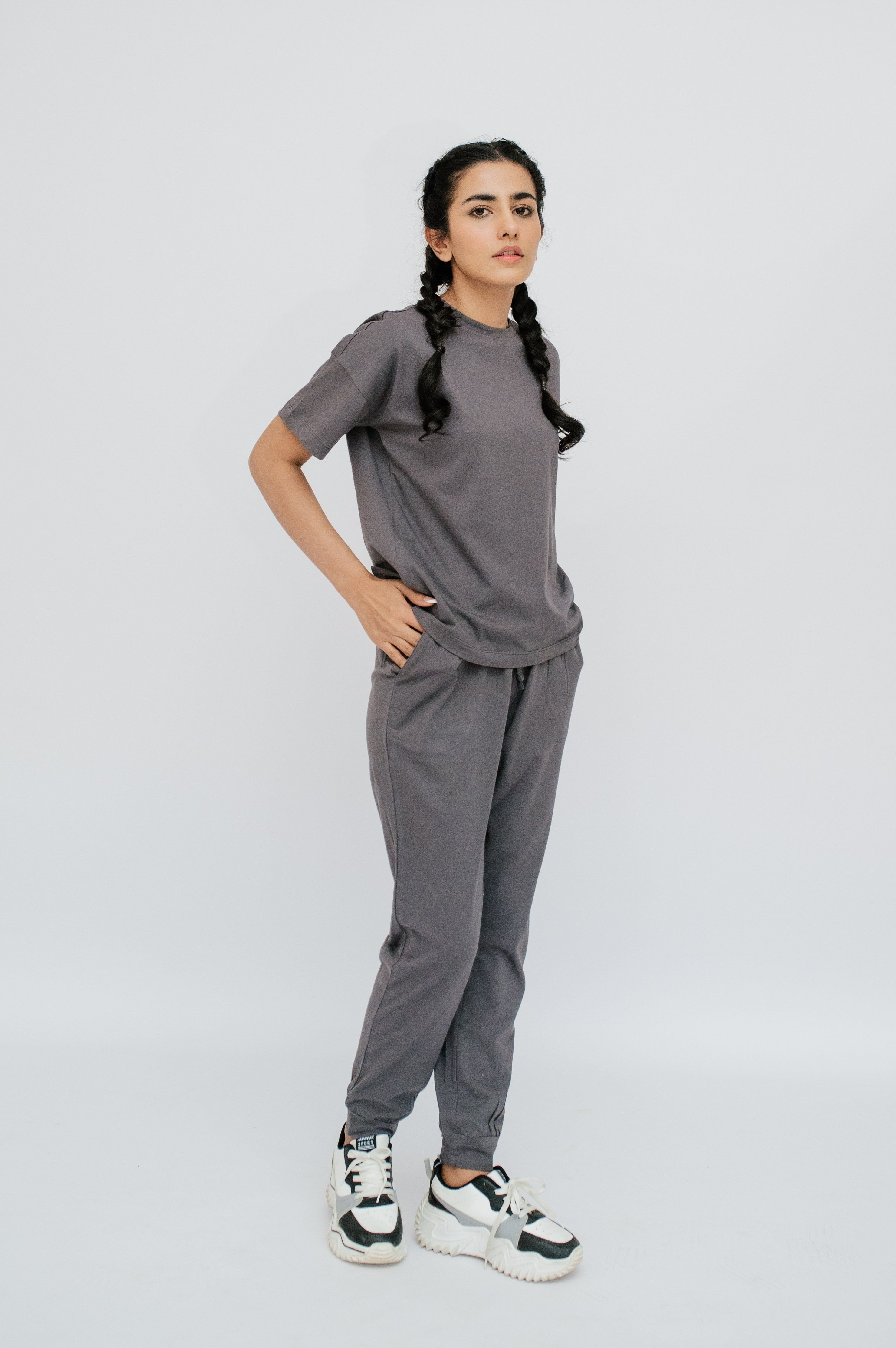 SNOOZE OFF in tlg., Pyjama grau (2 Stück) Loungewear 1 Set